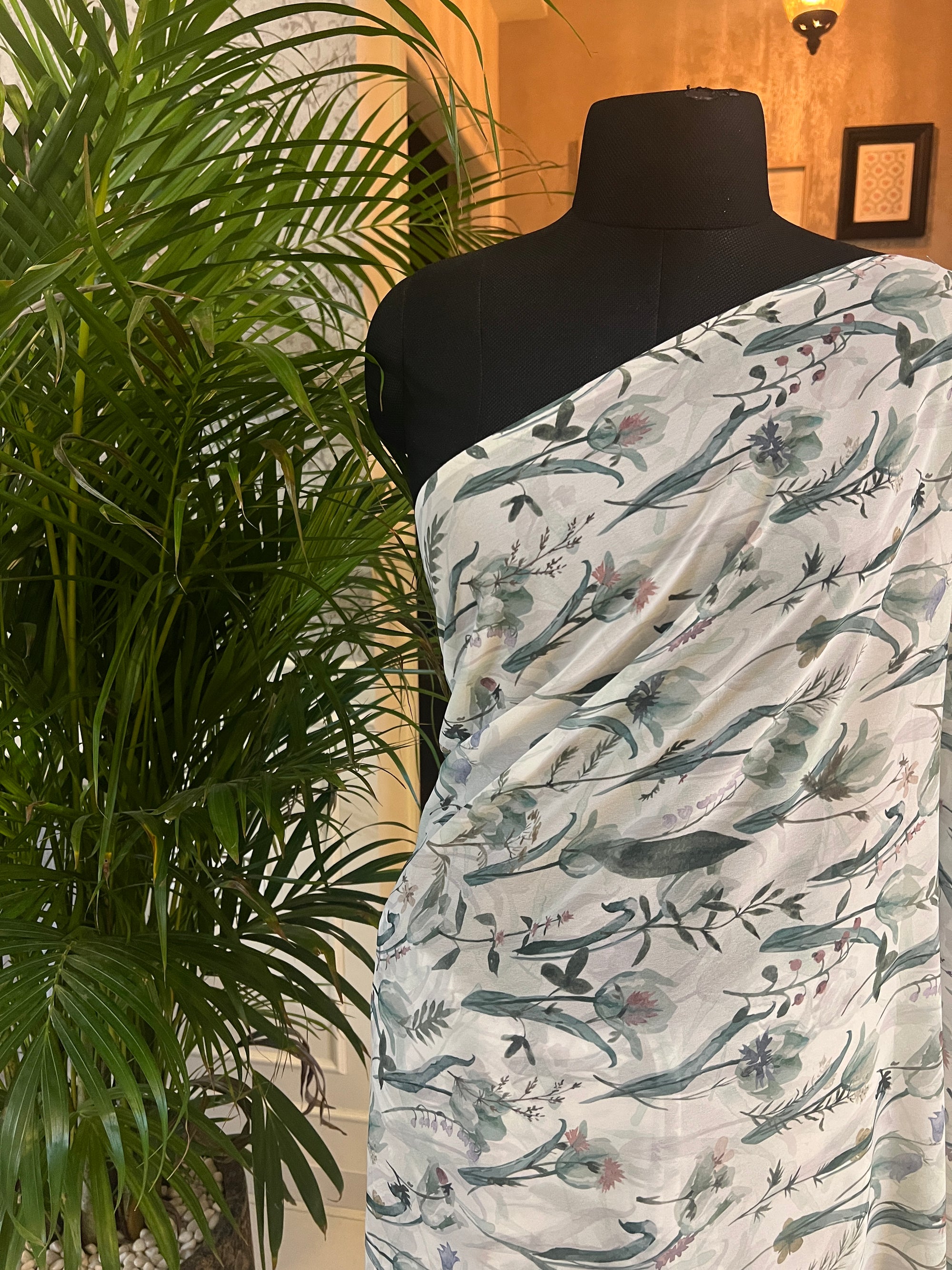 Digital printed georgette saree with blouse