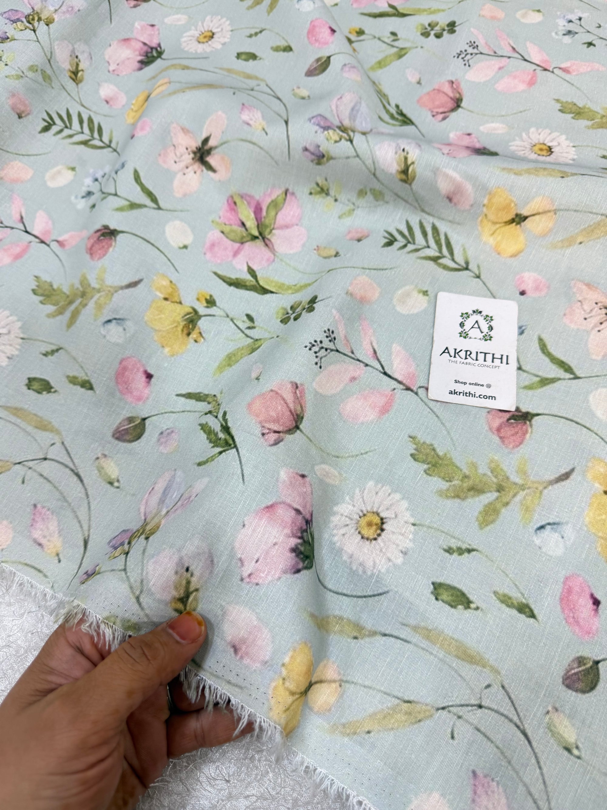 Digital Printed pure linen cotton fabric