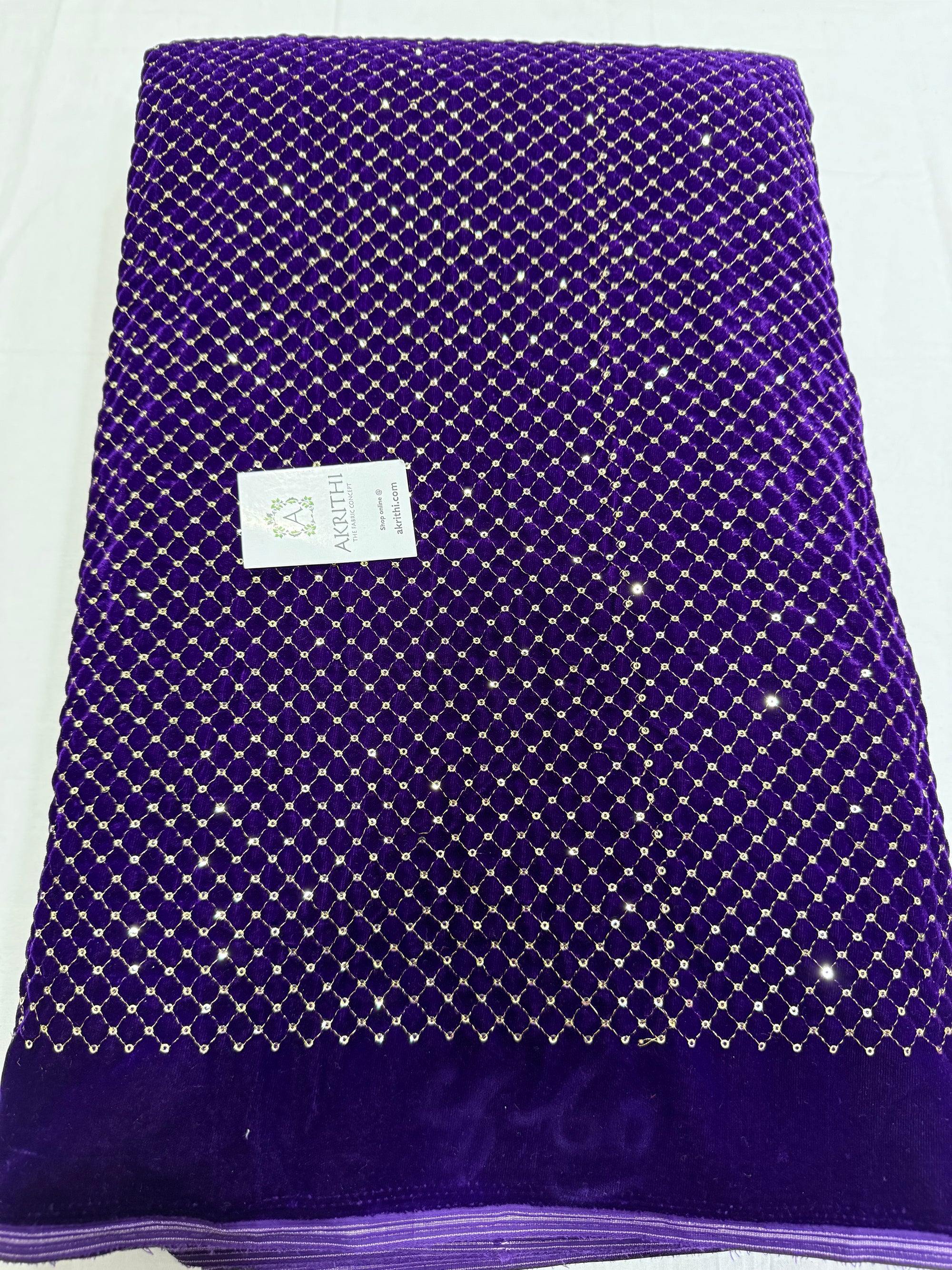 Embroidery on micro velvet fabric