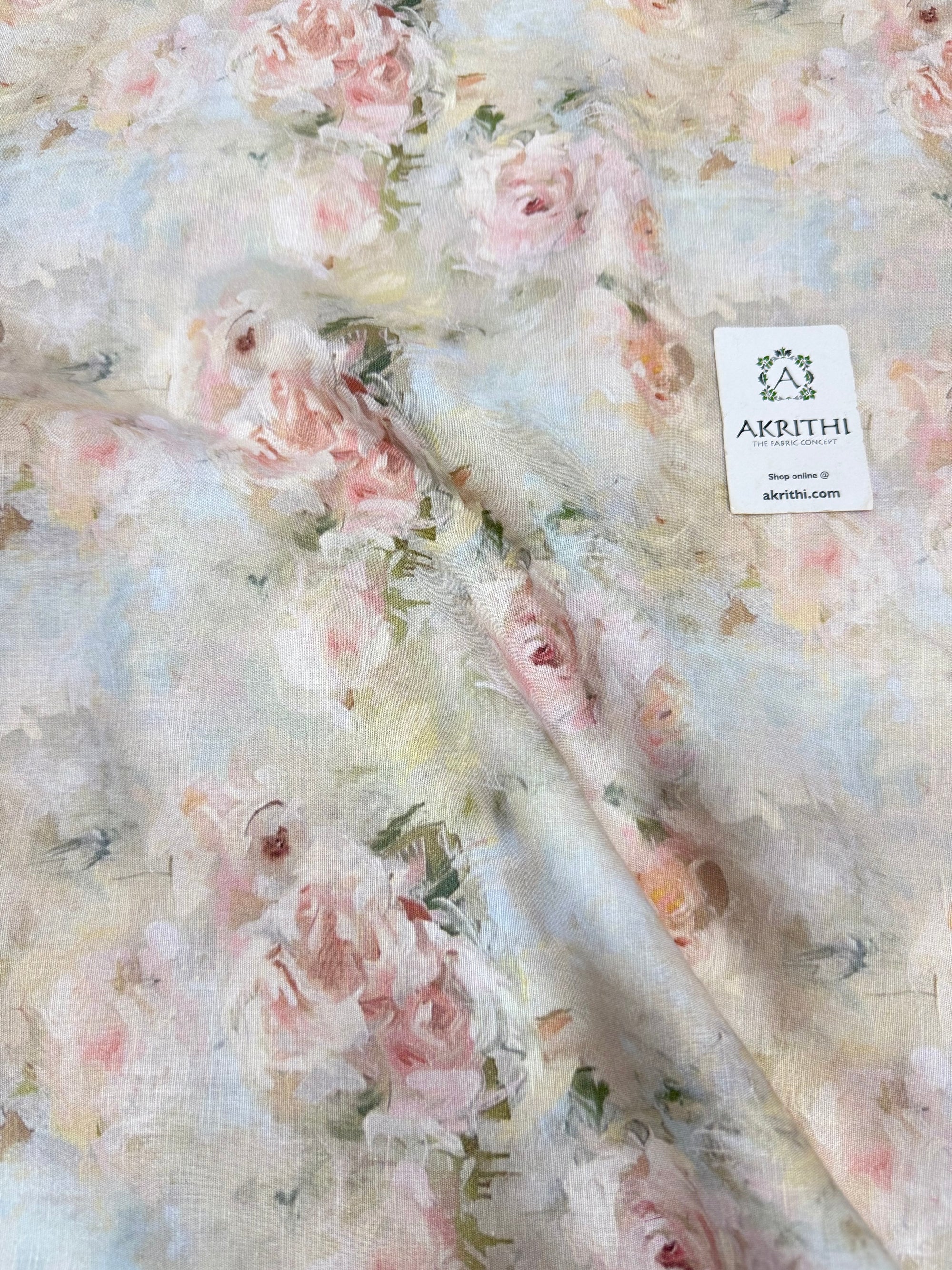 Digital Printed pure linen cotton fabric