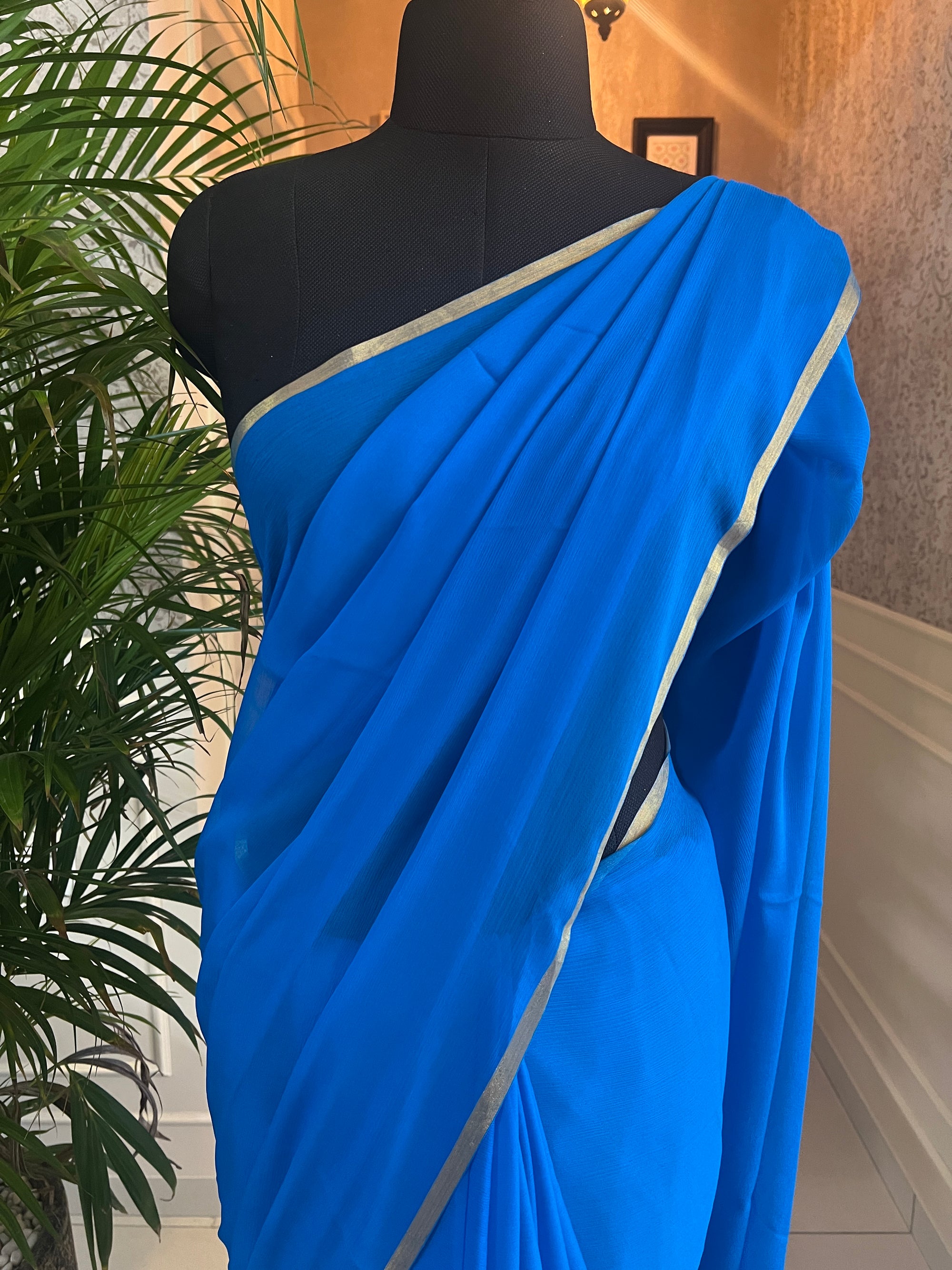 Pure silk chiffon saree