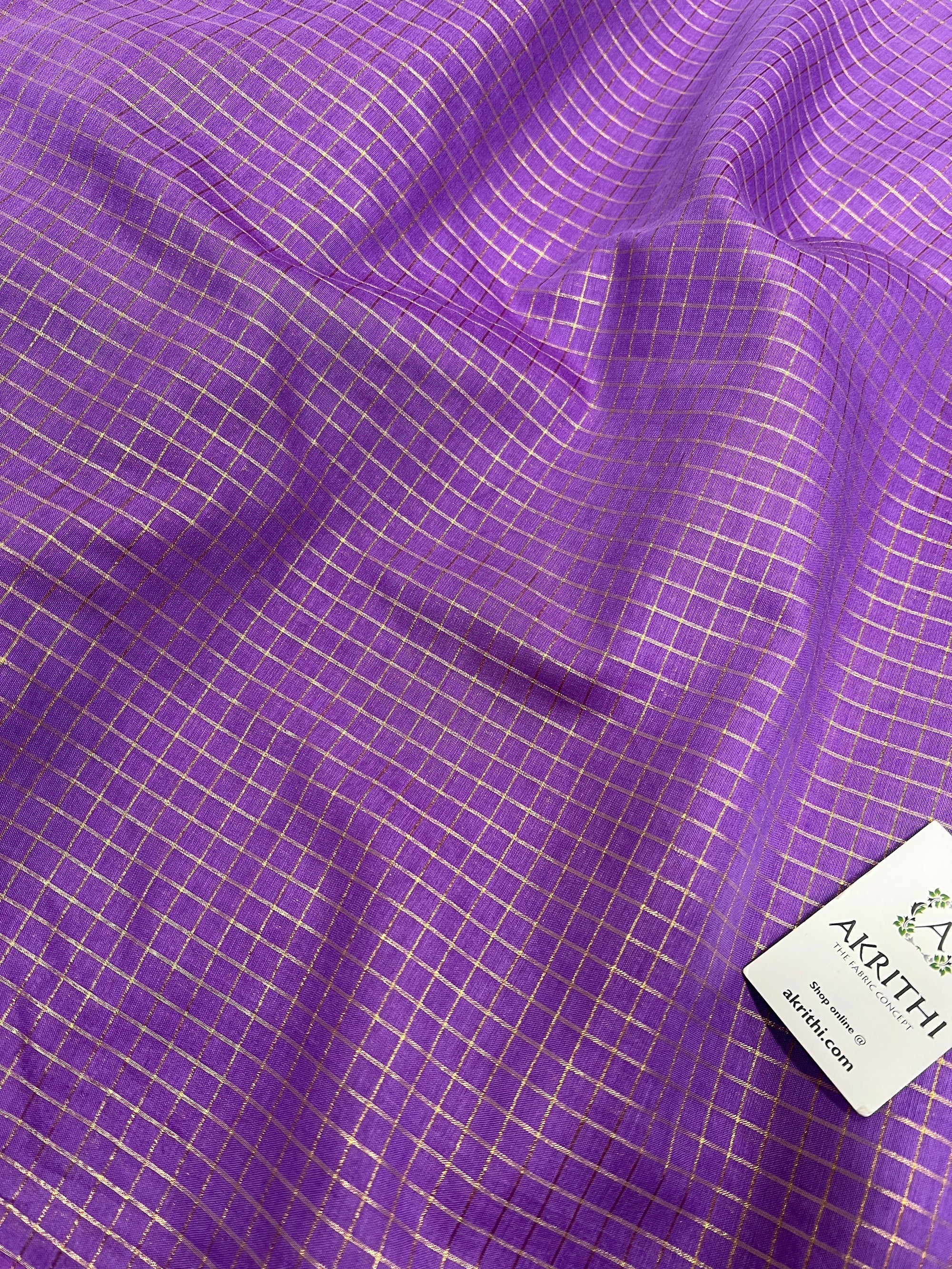 Silk cotton zari checks fabric