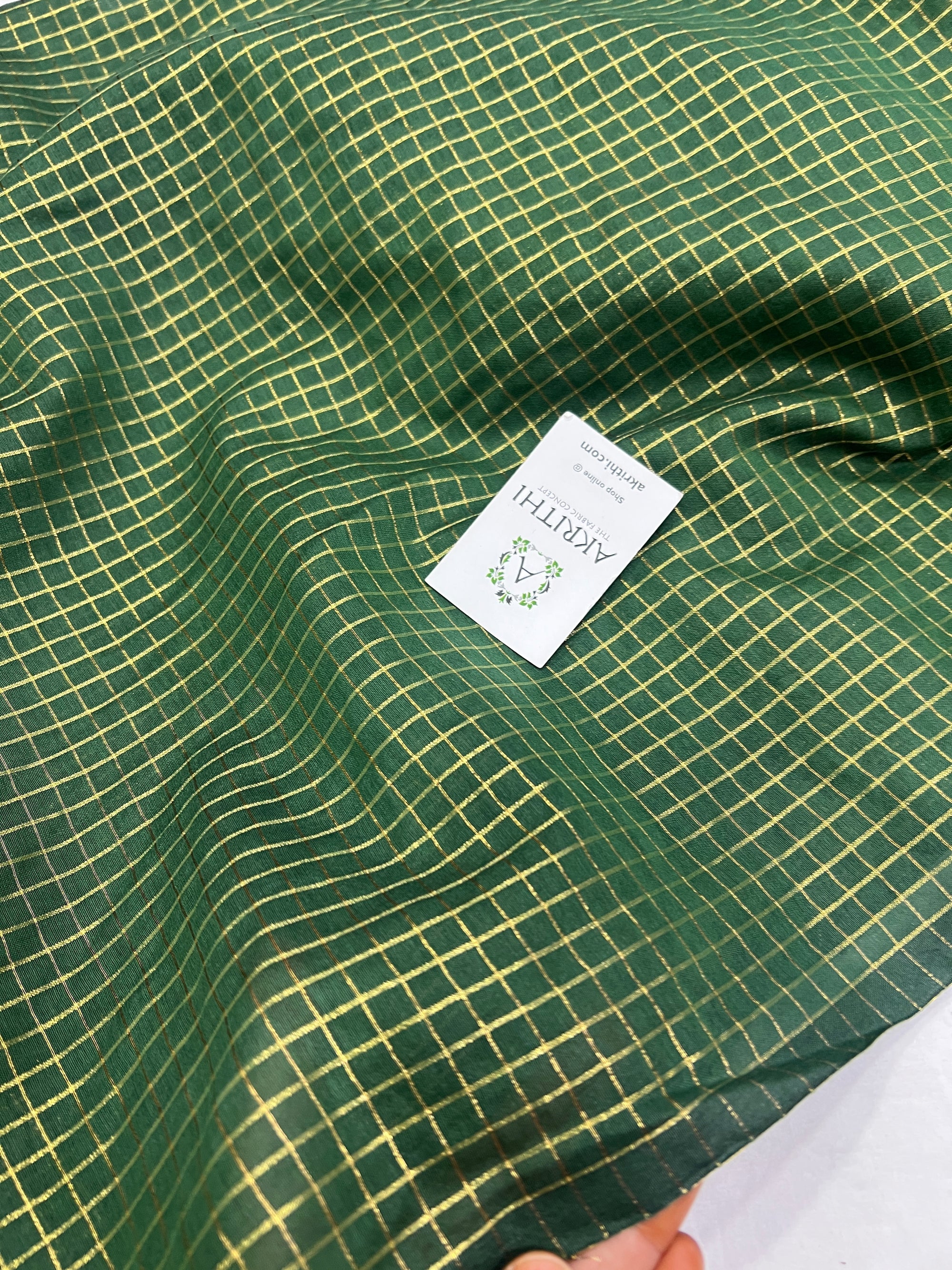 Silk cotton zari checks fabric