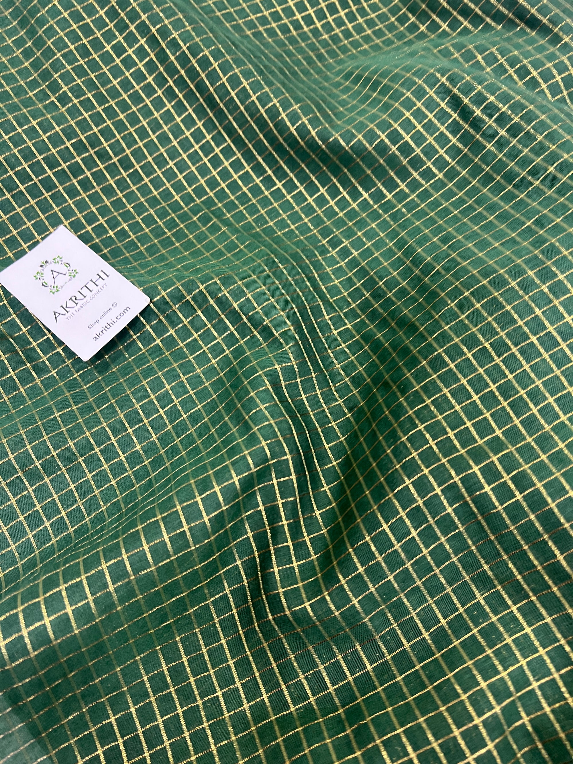 Silk cotton zari checks fabric