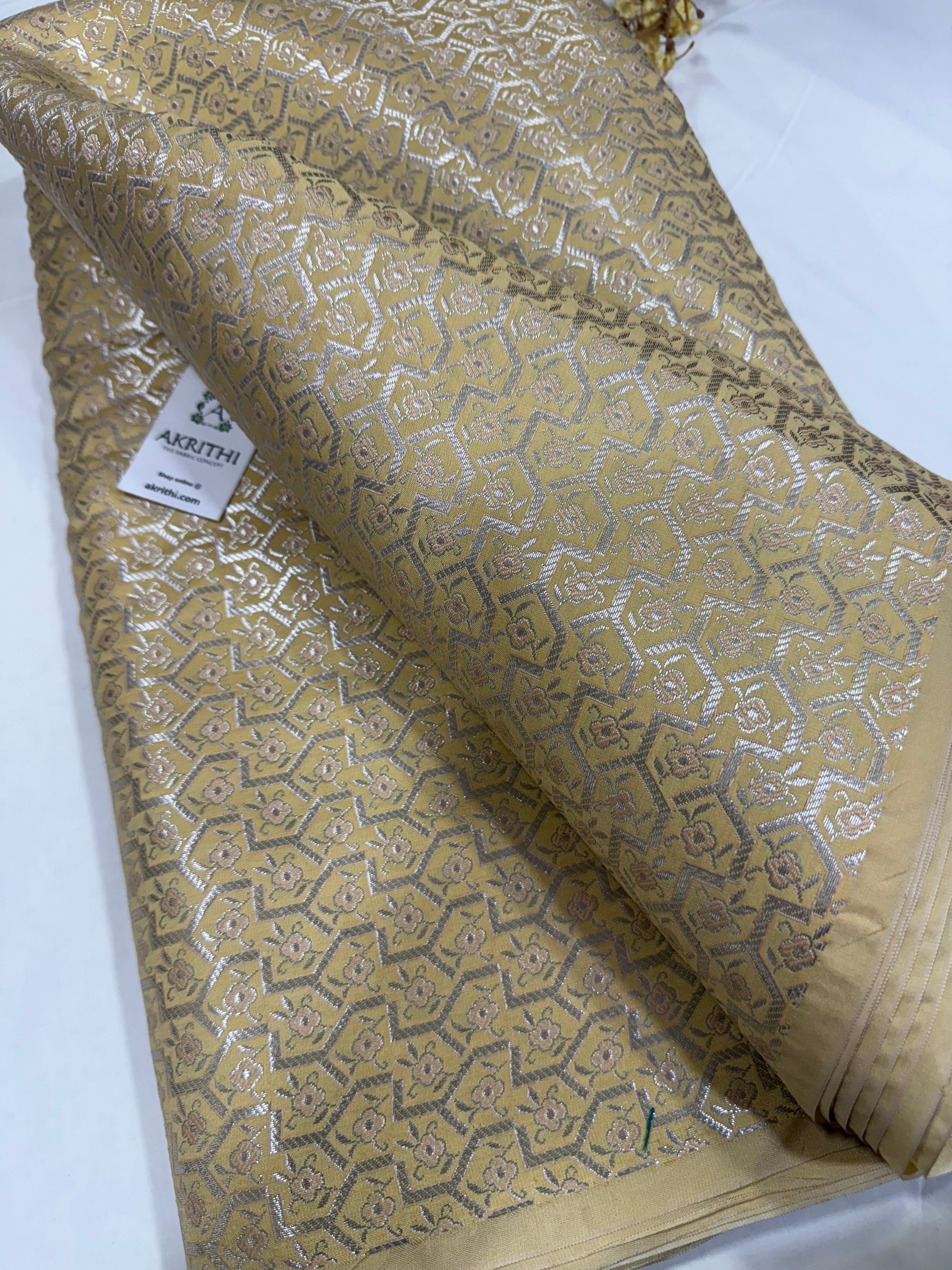 Pure Banarasi brocade fabric with silver zari
