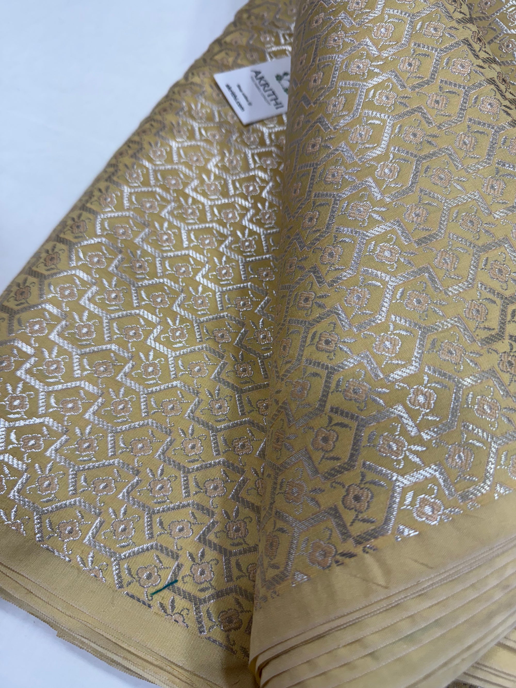 Pure Banarasi brocade fabric with silver zari
