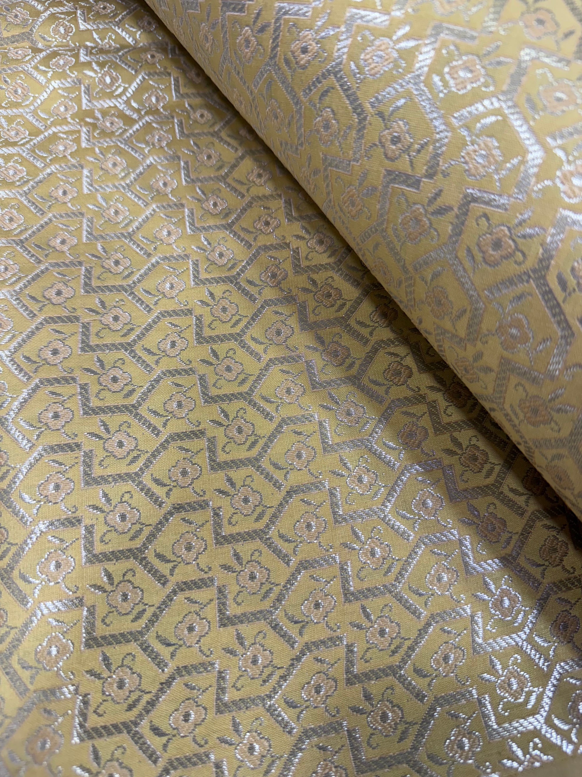 Pure Banarasi brocade fabric with silver zari