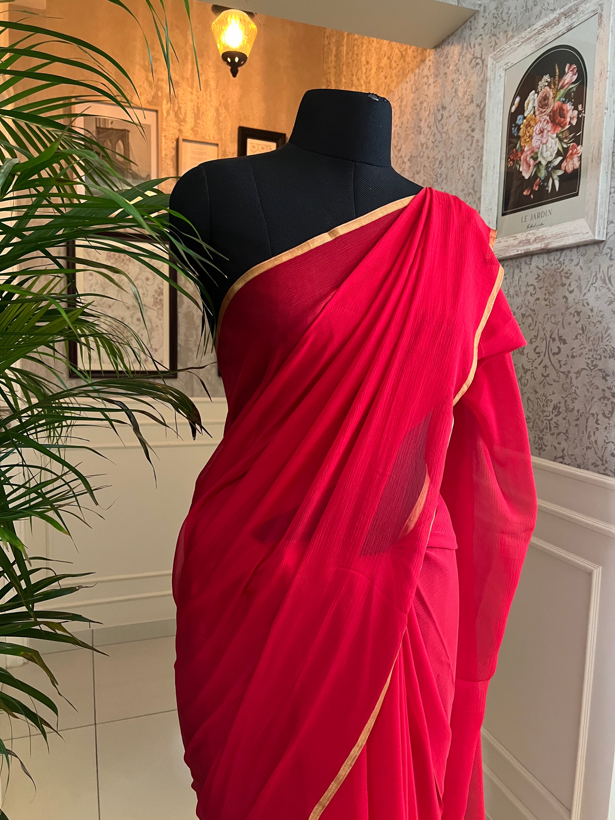 Pure silk chiffon saree
