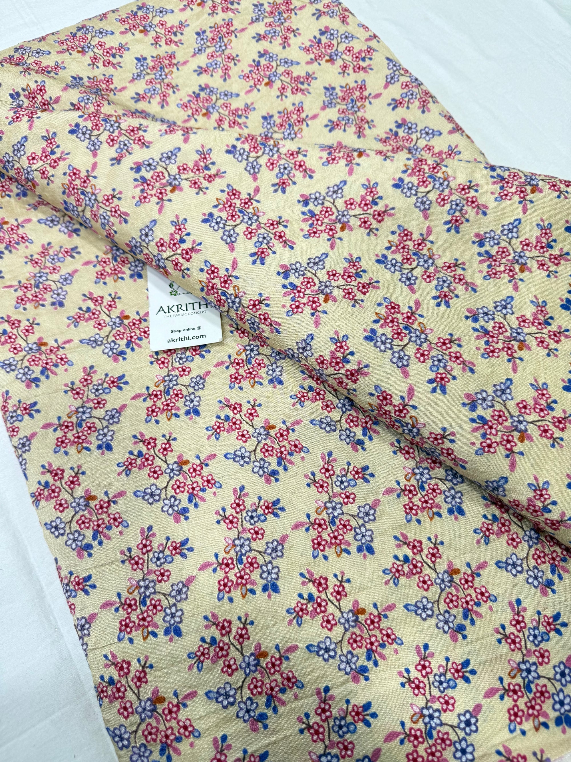 Embroidery on semi silk fabric