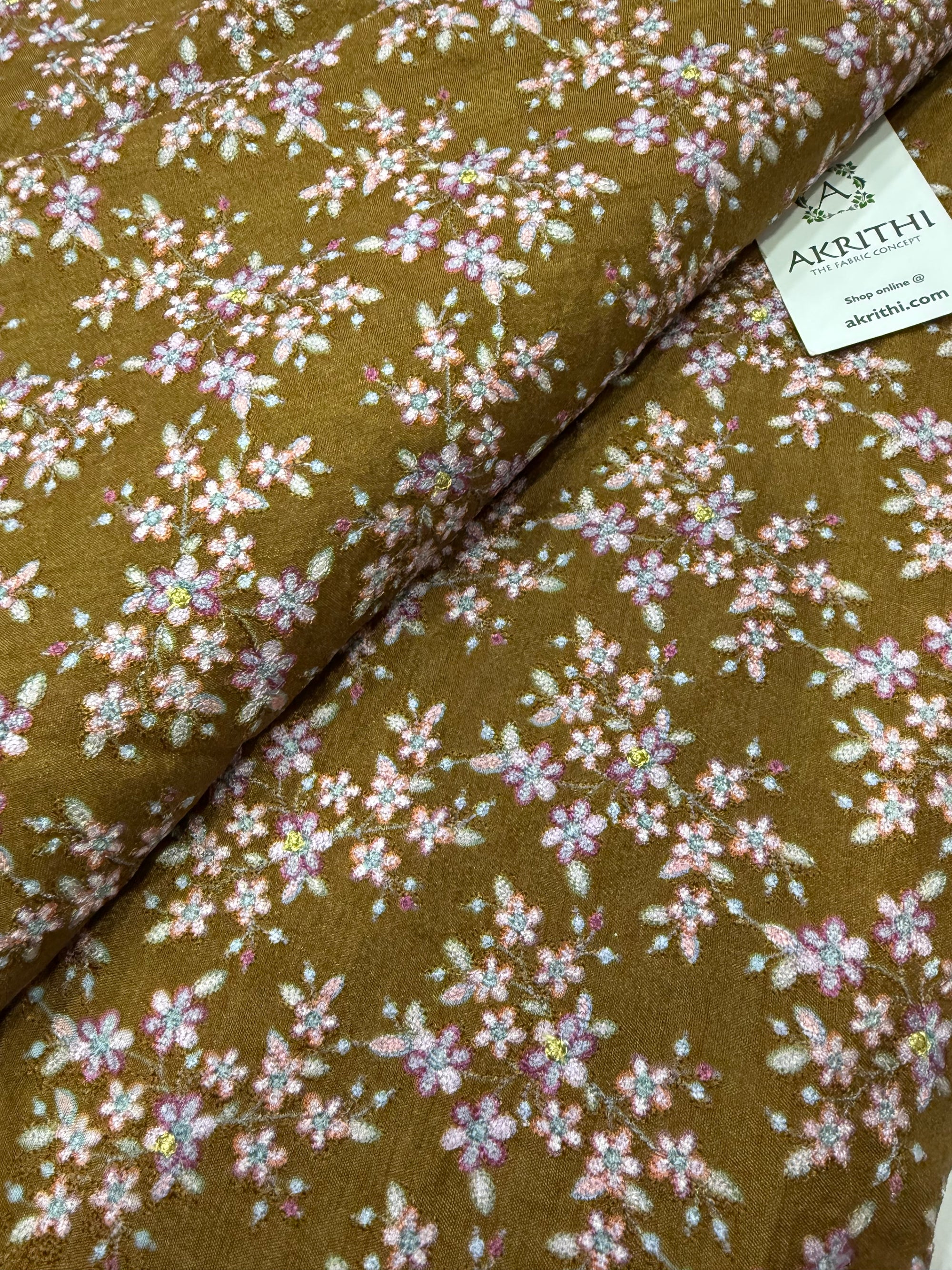 Embroidery on semi silk fabric