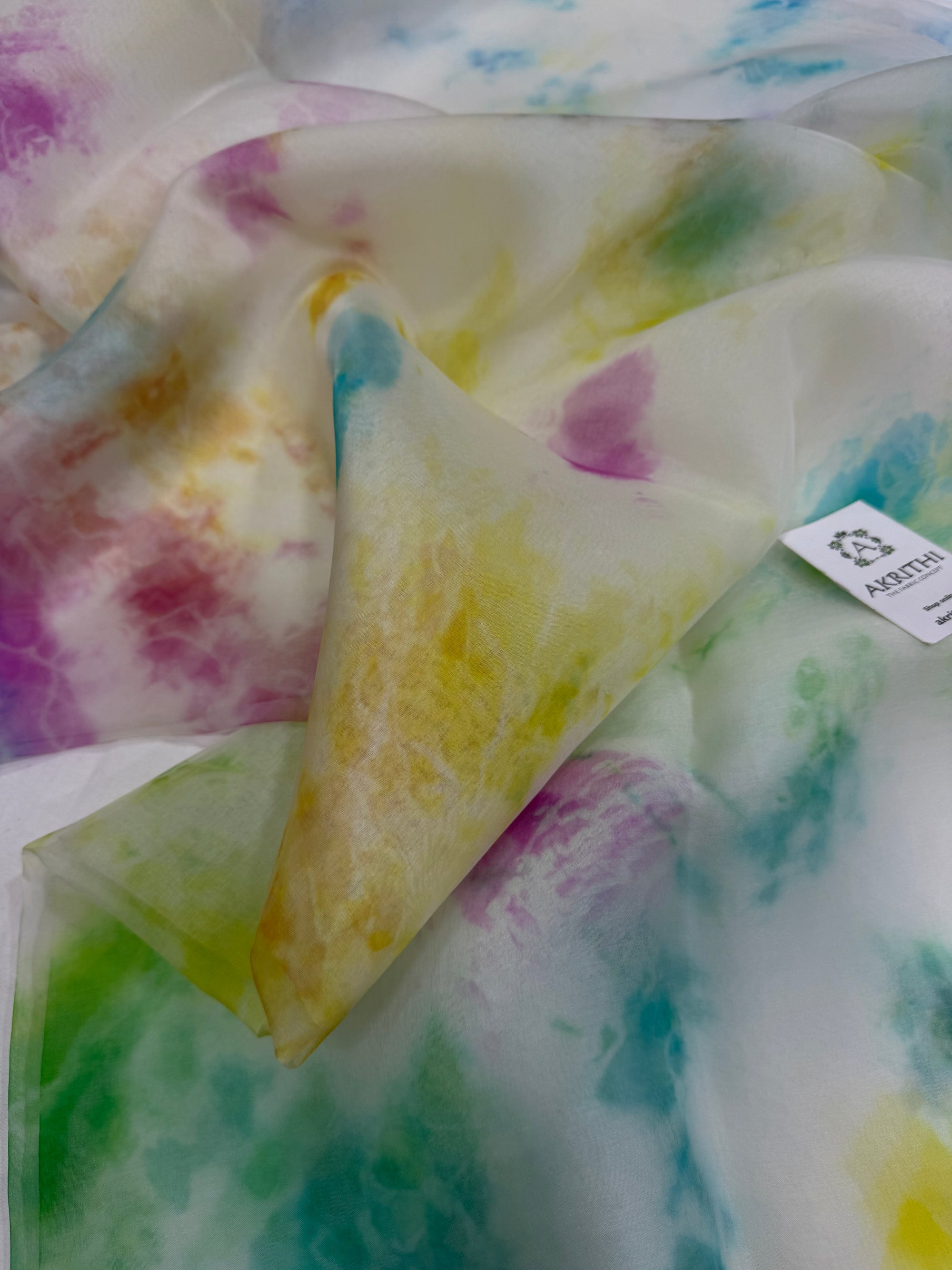 PURE SILK ORGANZA MULTICOLOUR SAREE