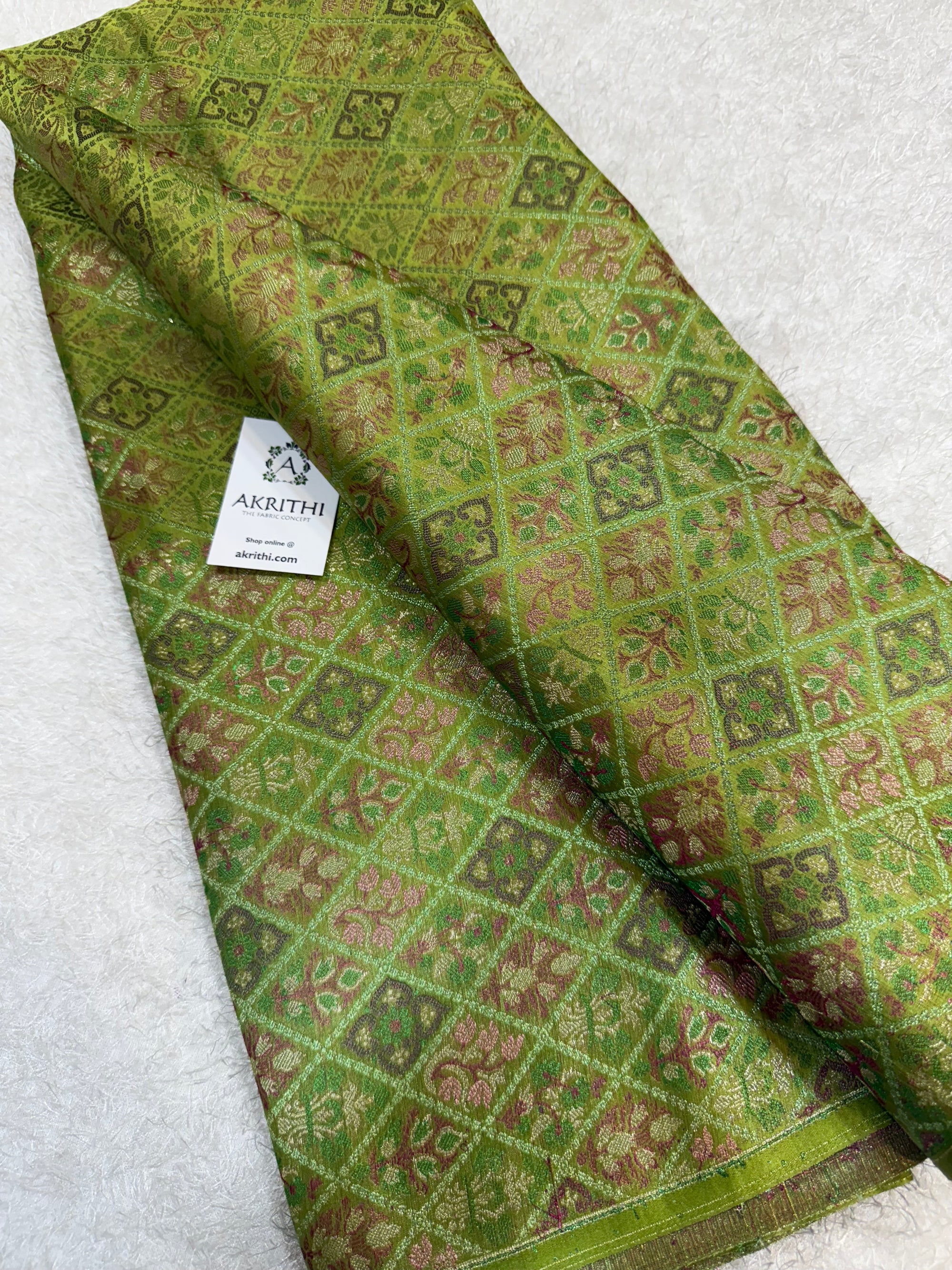 Pure Banarasi brocade fabric with multicolour zari