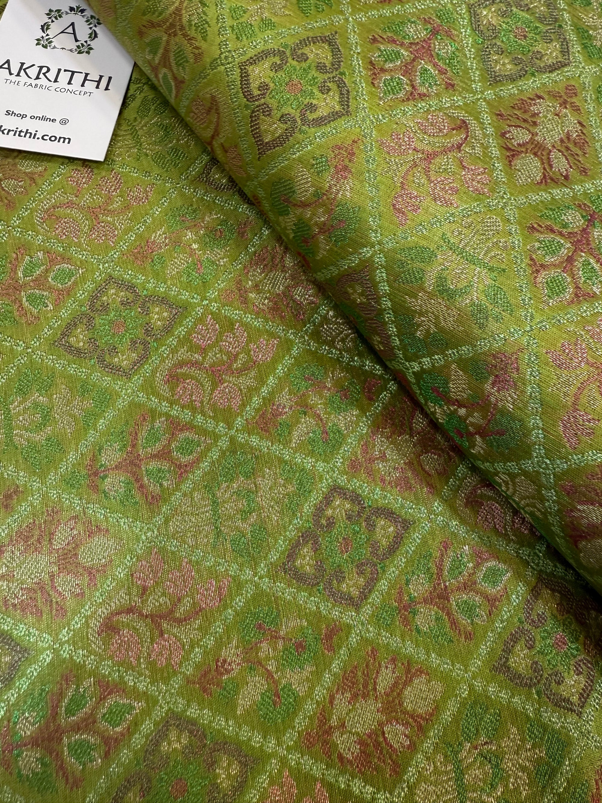 Pure Banarasi brocade fabric with multicolour zari