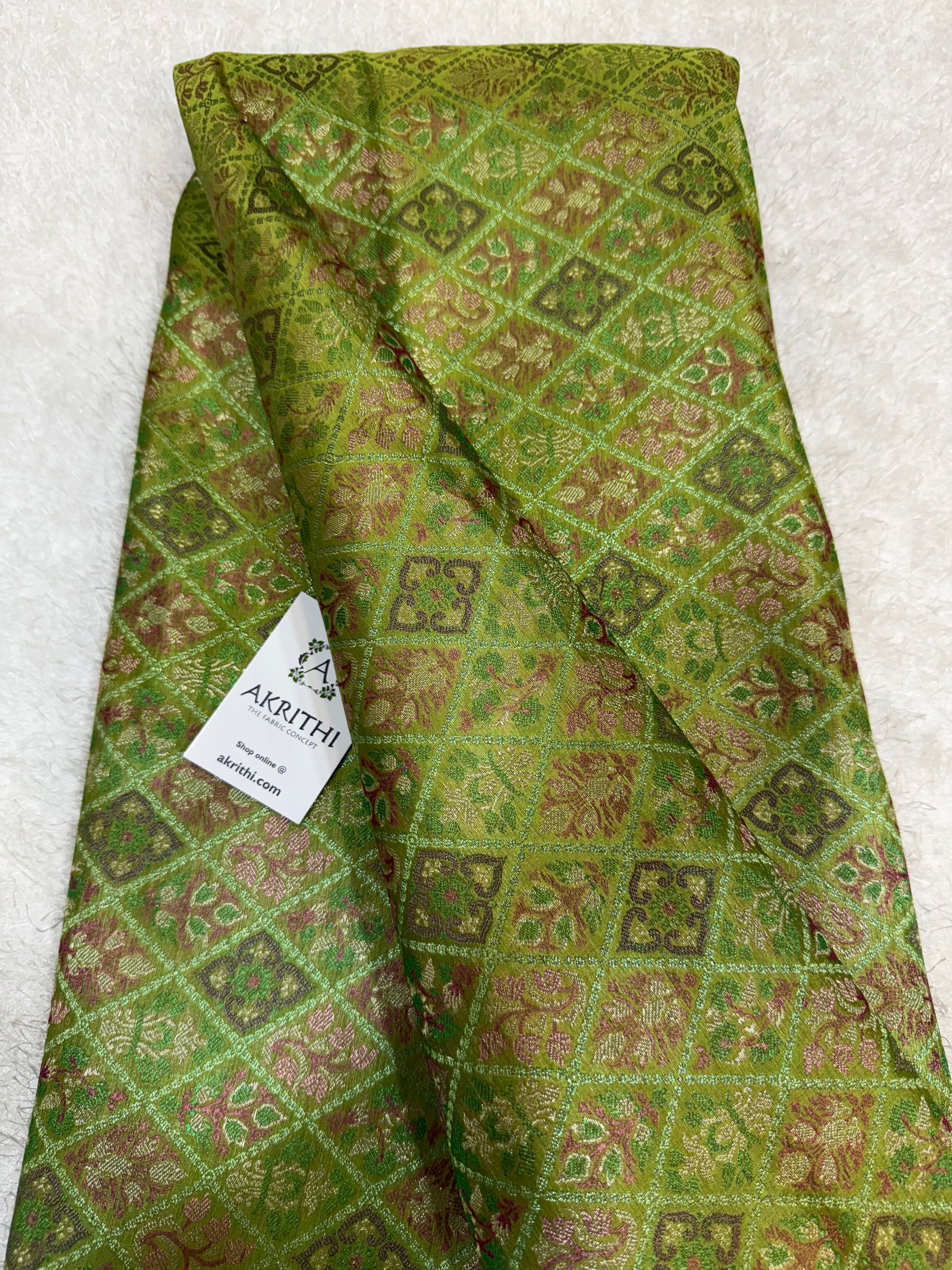 Pure Banarasi brocade fabric with multicolour zari