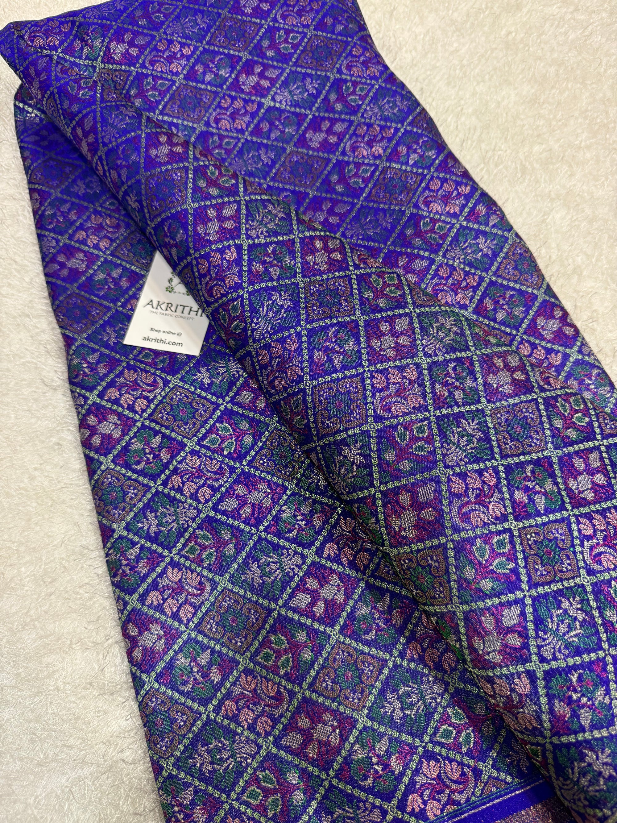 Pure Banarasi brocade fabric with multicolour zari