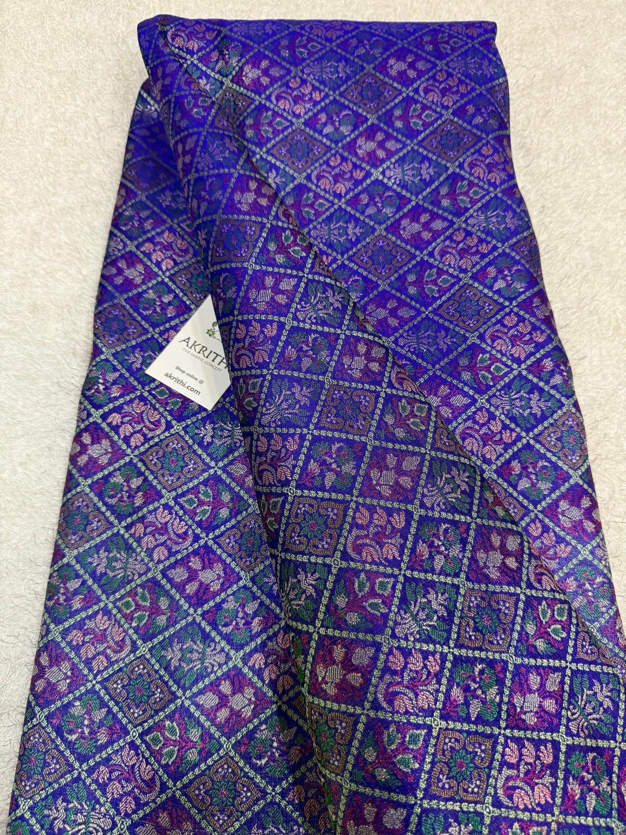 Pure Banarasi brocade fabric with multicolour zari