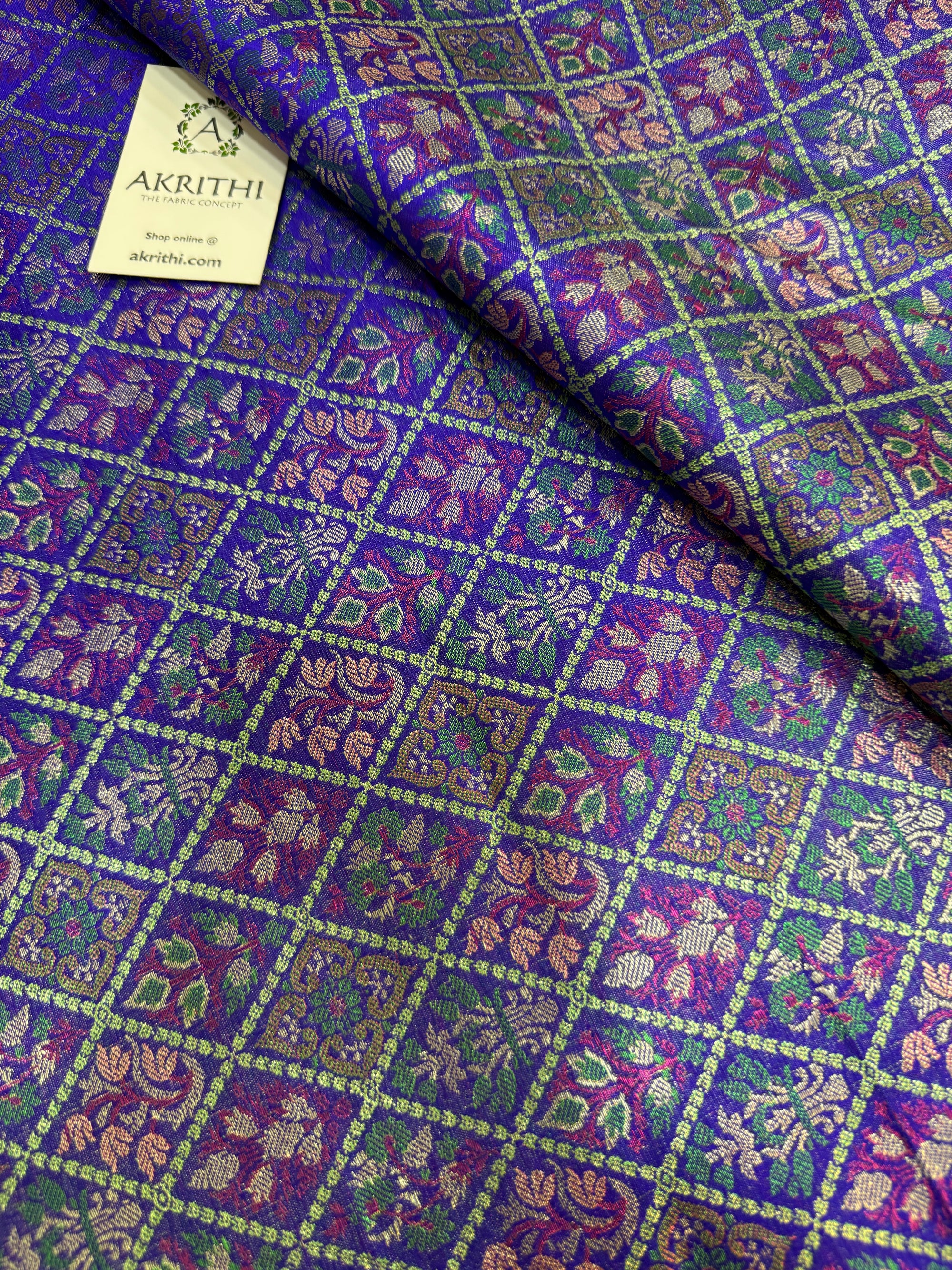 Pure Banarasi brocade fabric with multicolour zari
