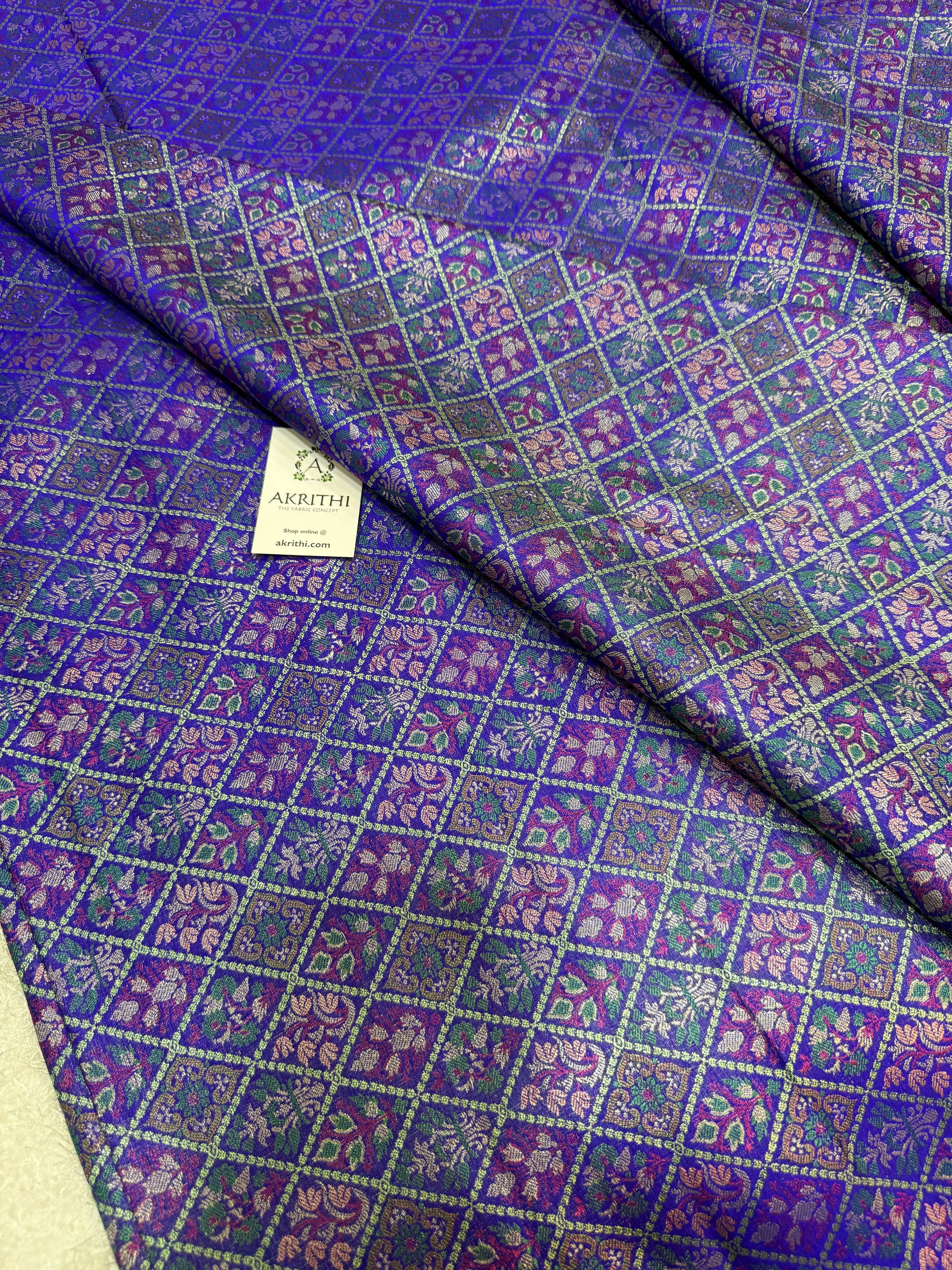 Pure Banarasi brocade fabric with multicolour zari