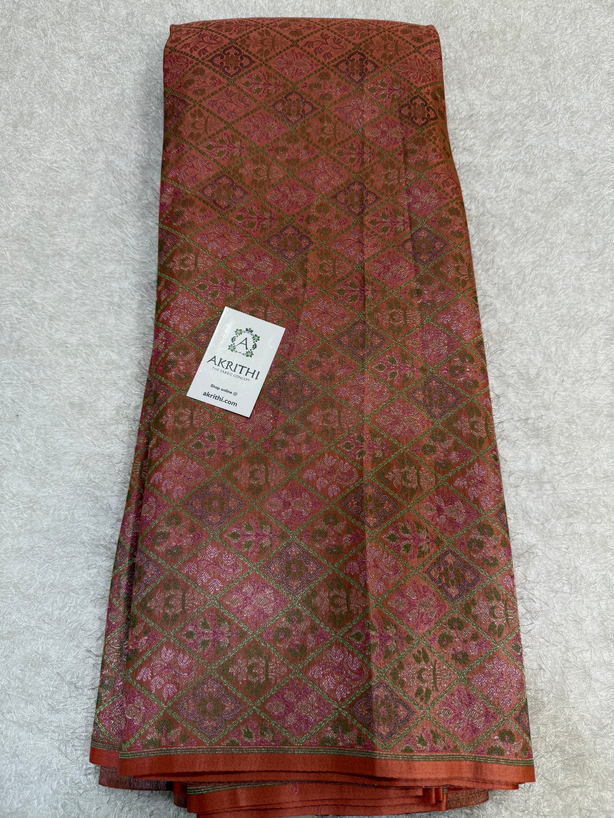 Pure Banarasi brocade fabric with multicolour zari