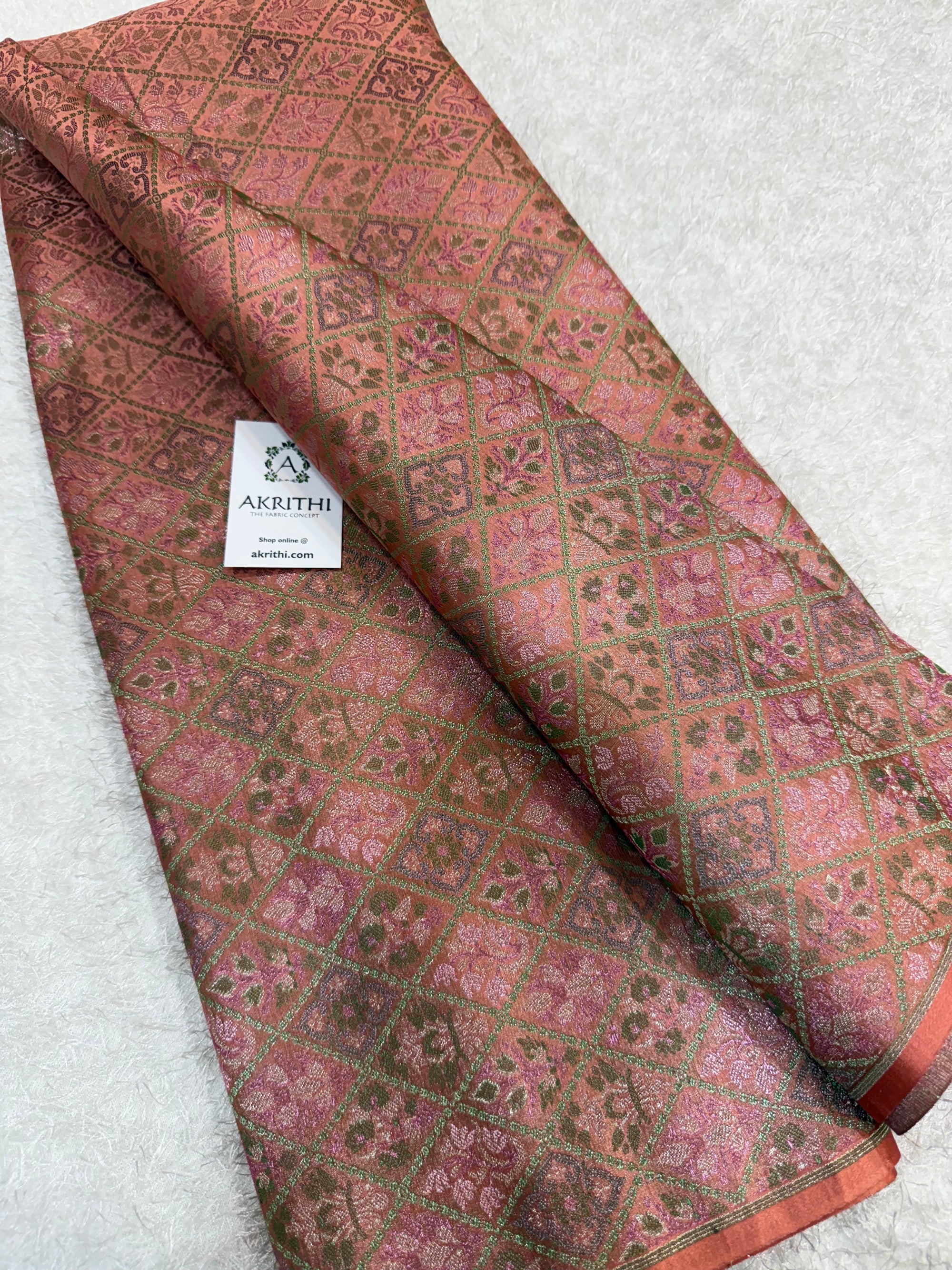 Pure Banarasi brocade fabric with multicolour zari