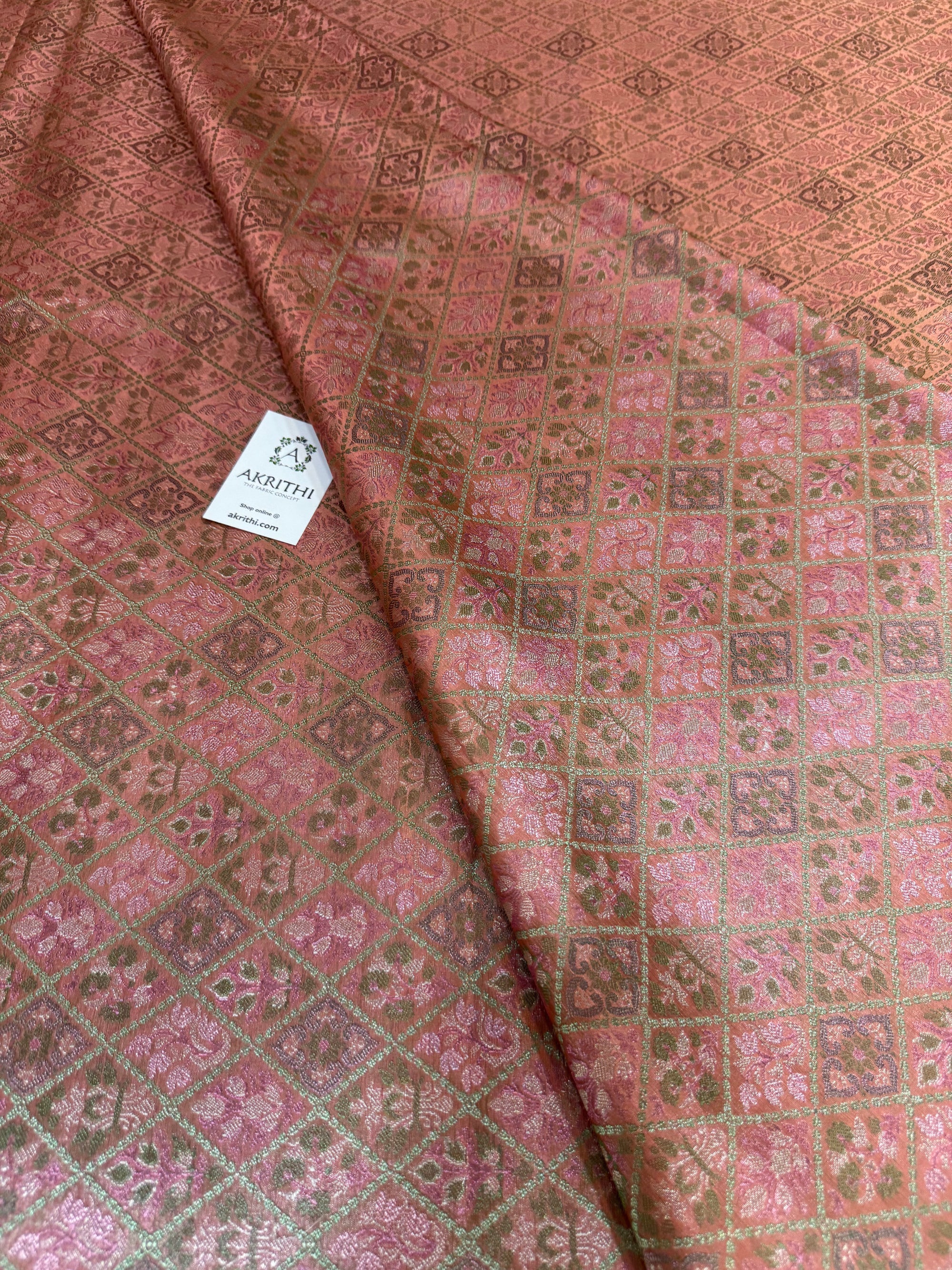 Pure Banarasi brocade fabric with multicolour zari