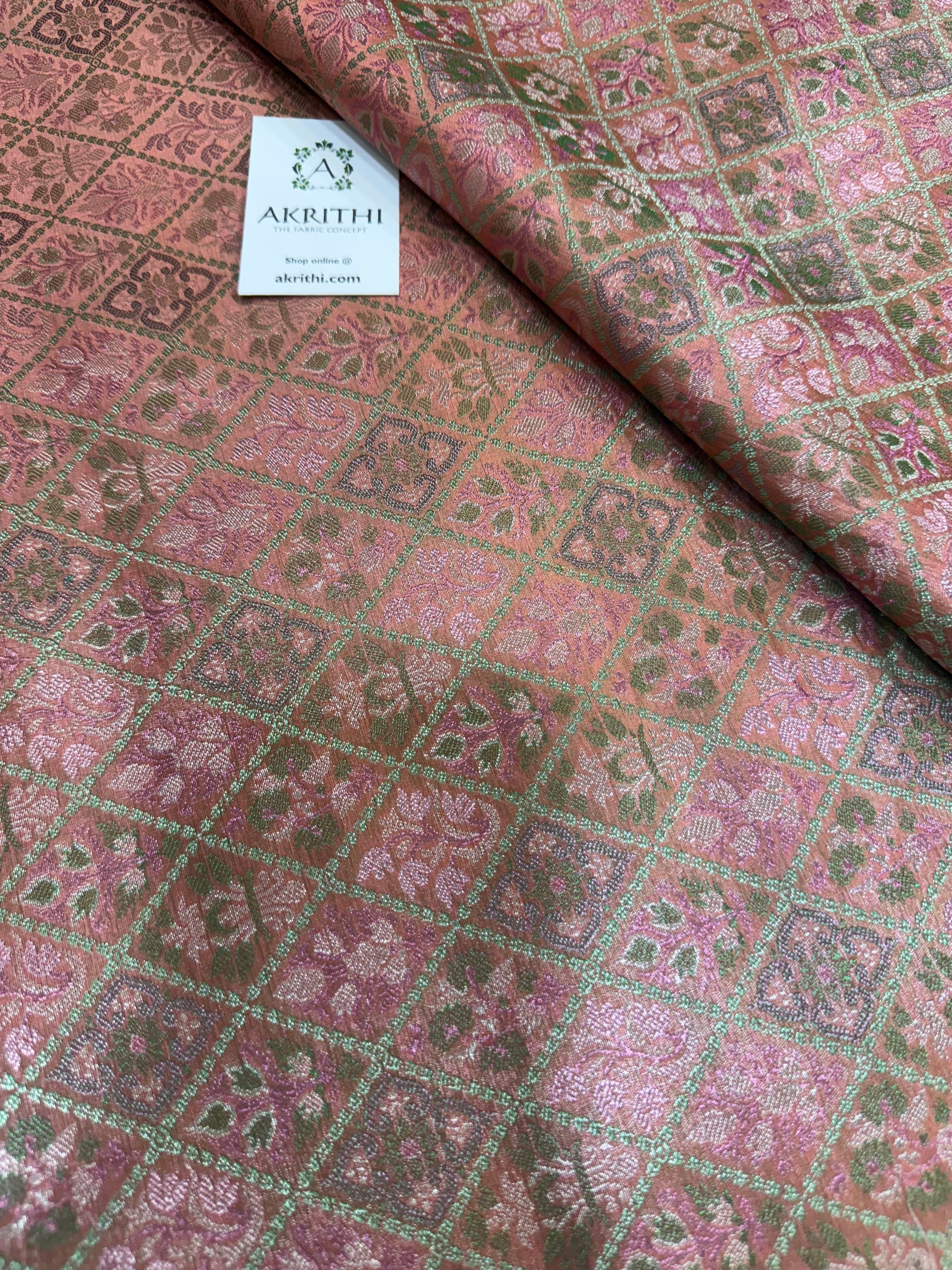 Pure Banarasi brocade fabric with multicolour zari