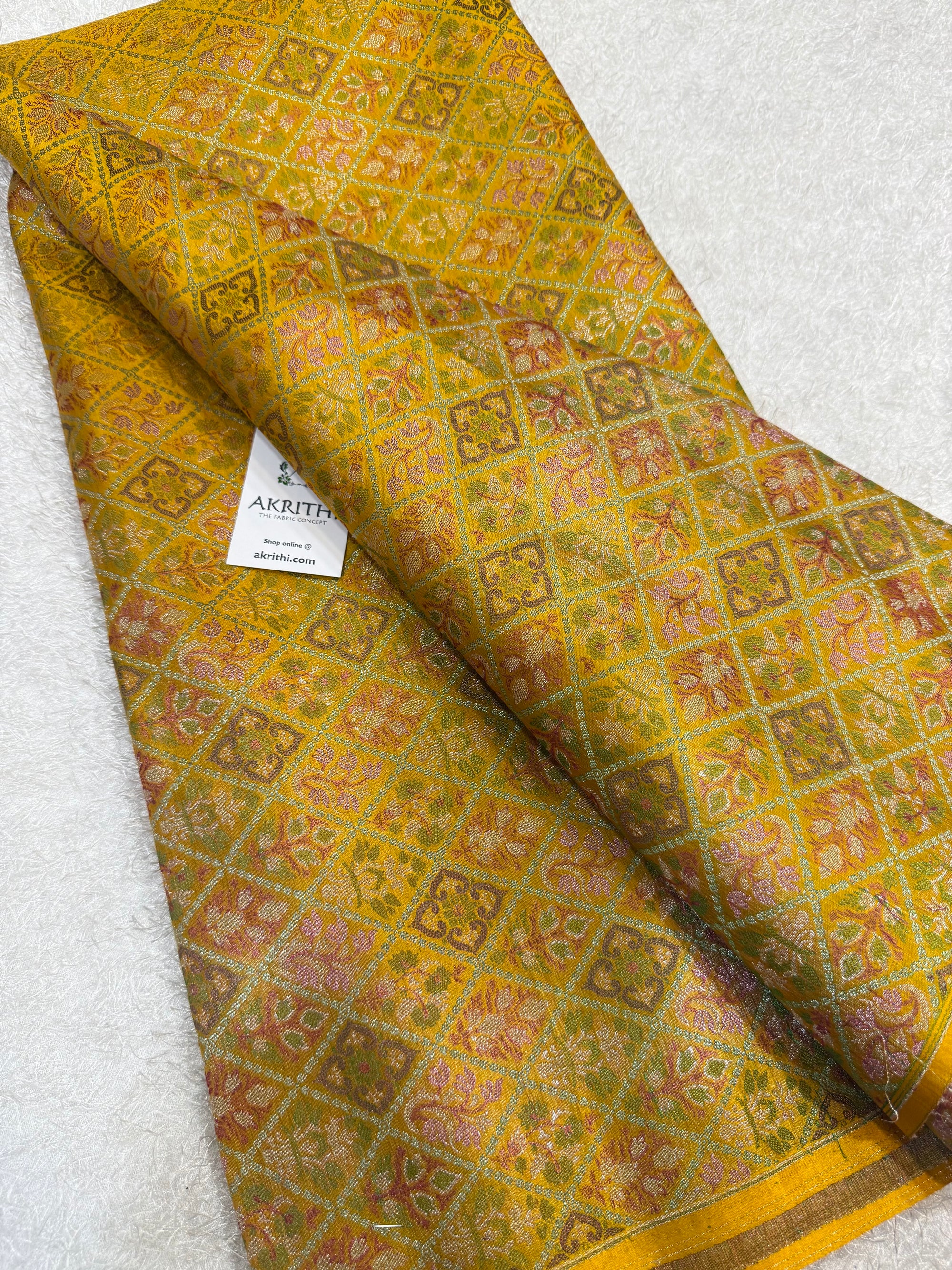 Pure Banarasi brocade fabric with multicolour zari
