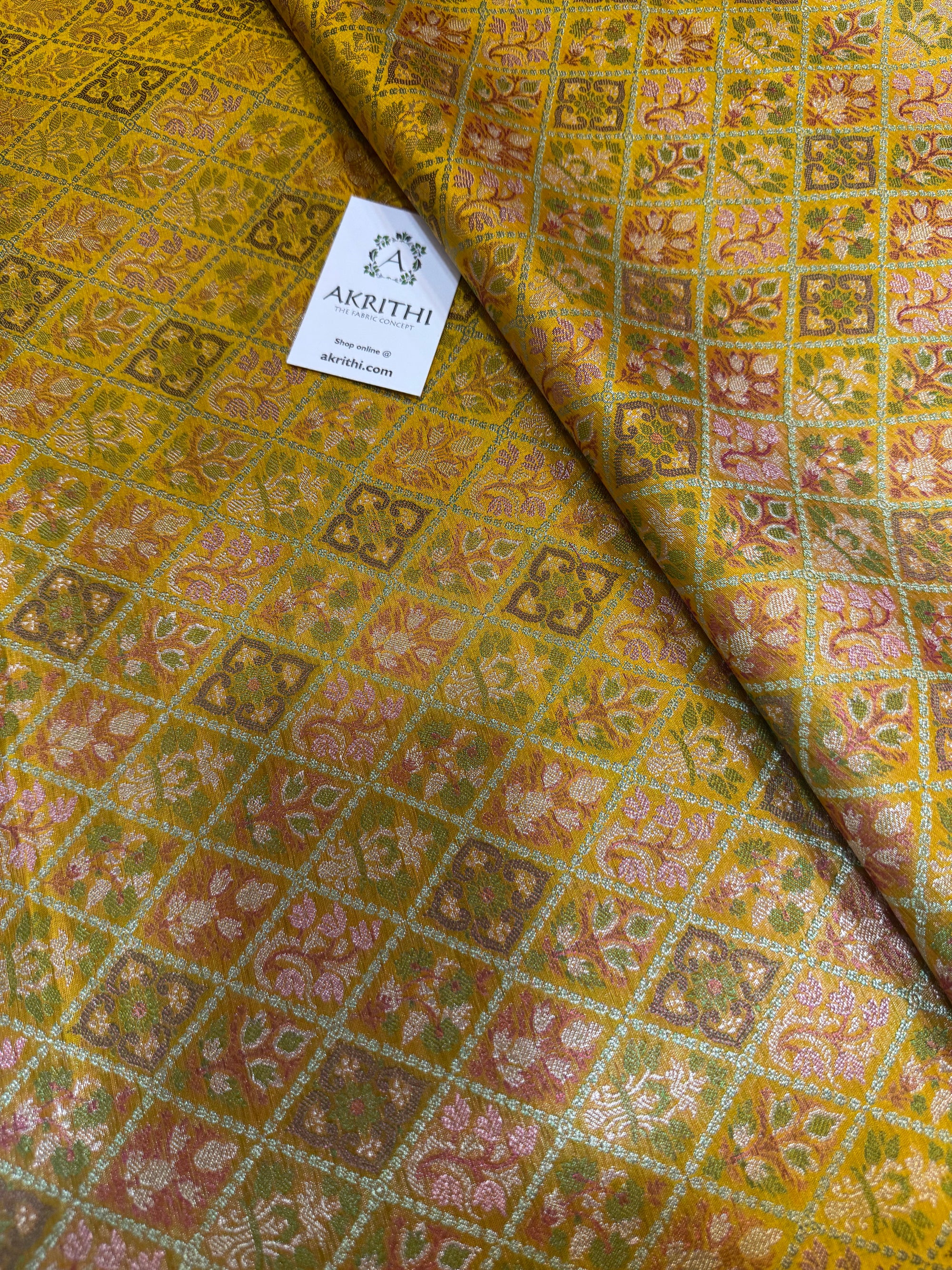 Pure Banarasi brocade fabric with multicolour zari