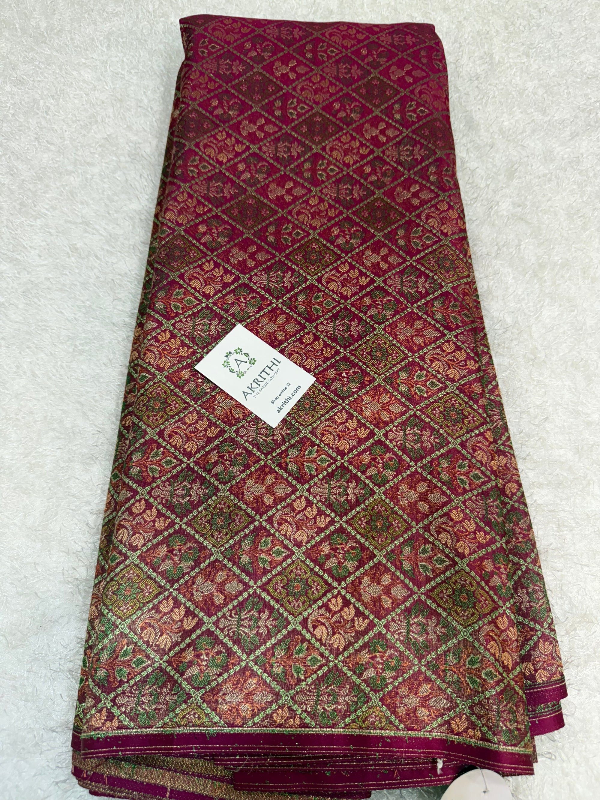 Pure Banarasi brocade fabric with multicolour zari