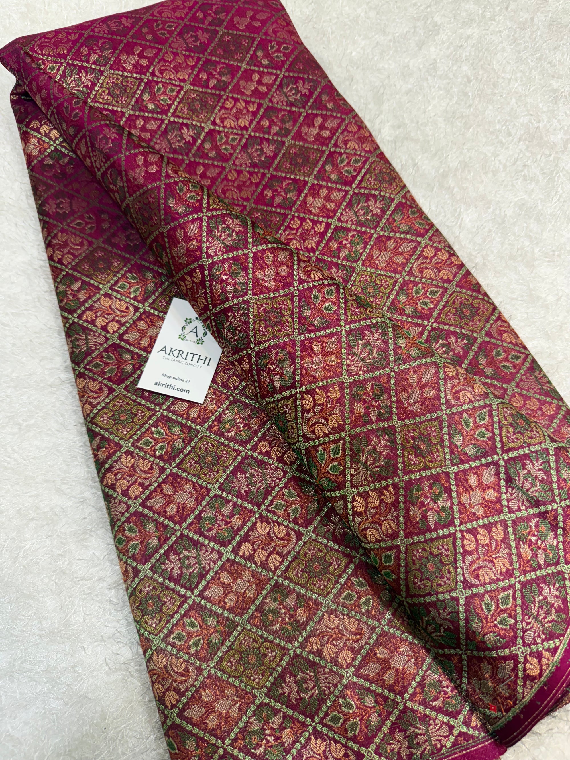 Pure Banarasi brocade fabric with multicolour zari