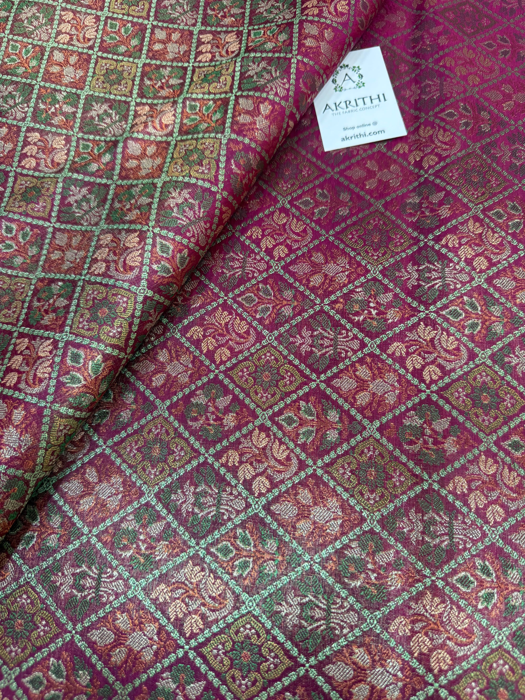 Pure Banarasi brocade fabric with multicolour zari