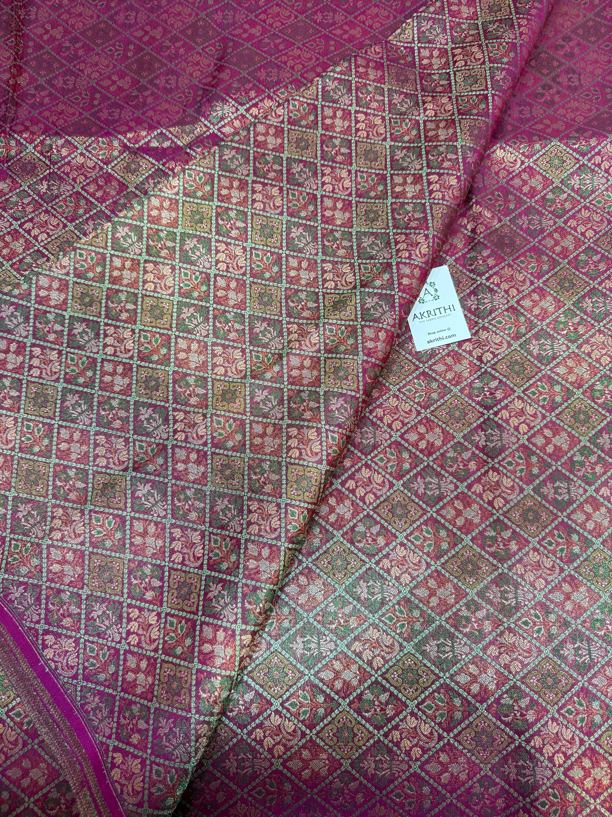 Pure Banarasi brocade fabric with multicolour zari