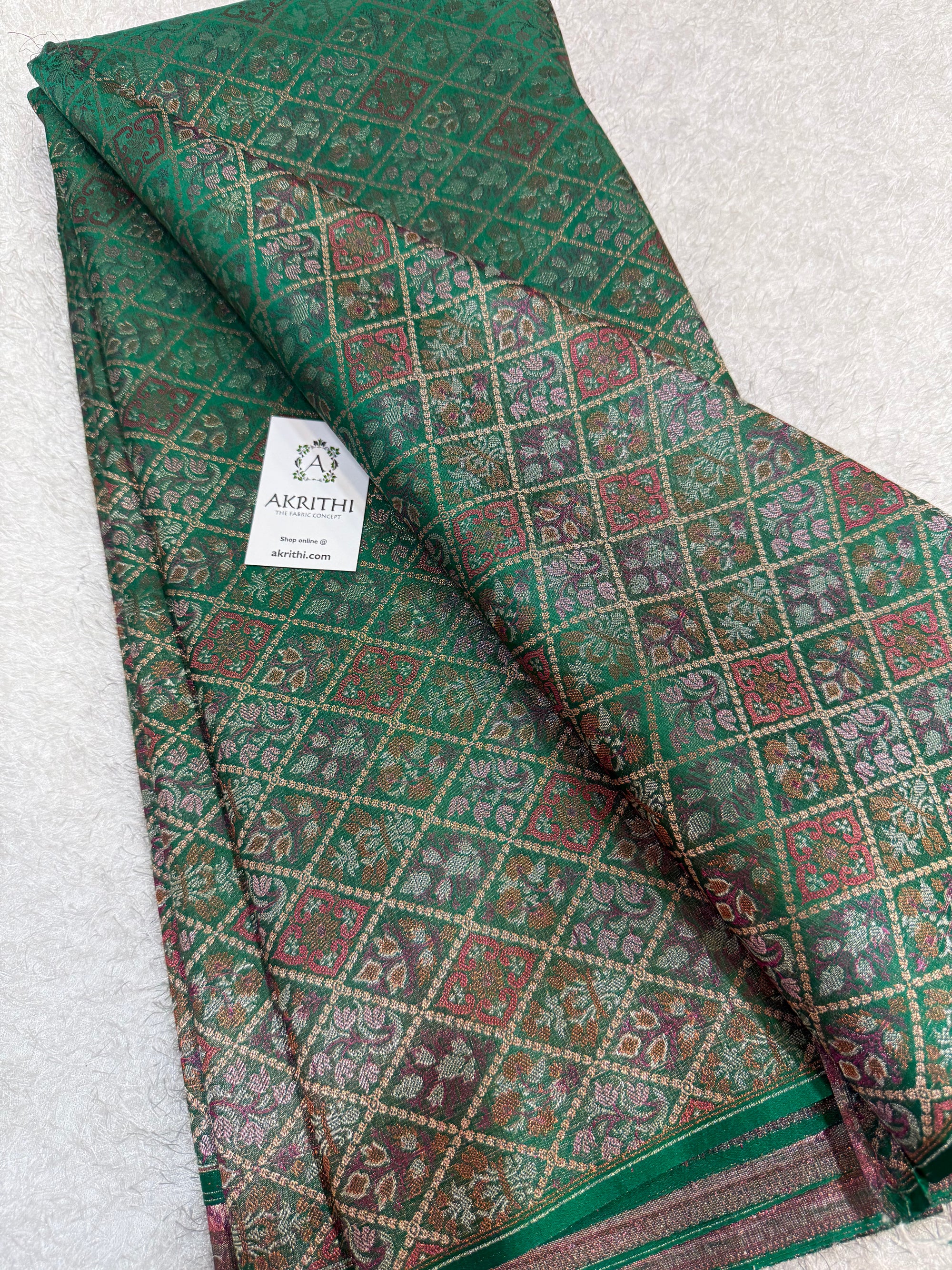 Pure Banarasi brocade fabric with multicolour zari