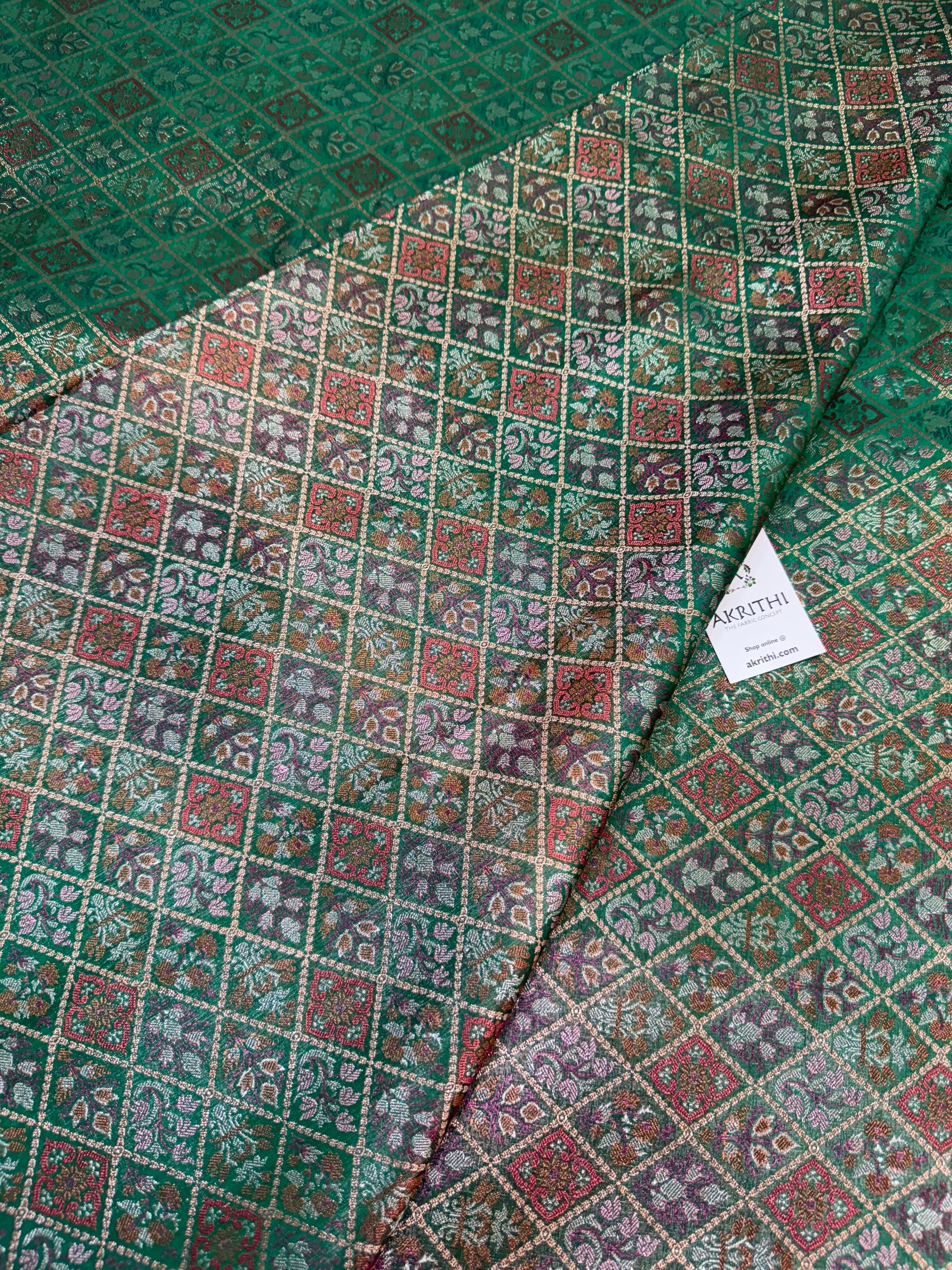 Pure Banarasi brocade fabric with multicolour zari