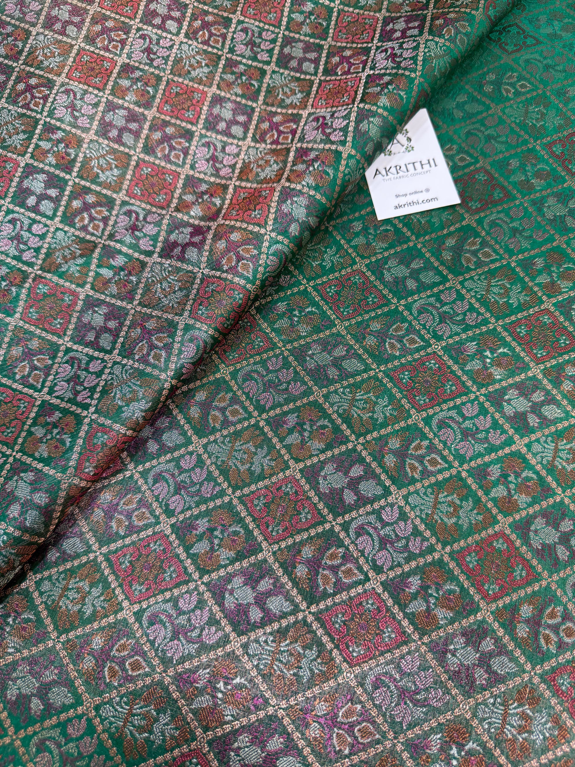 Pure Banarasi brocade fabric with multicolour zari