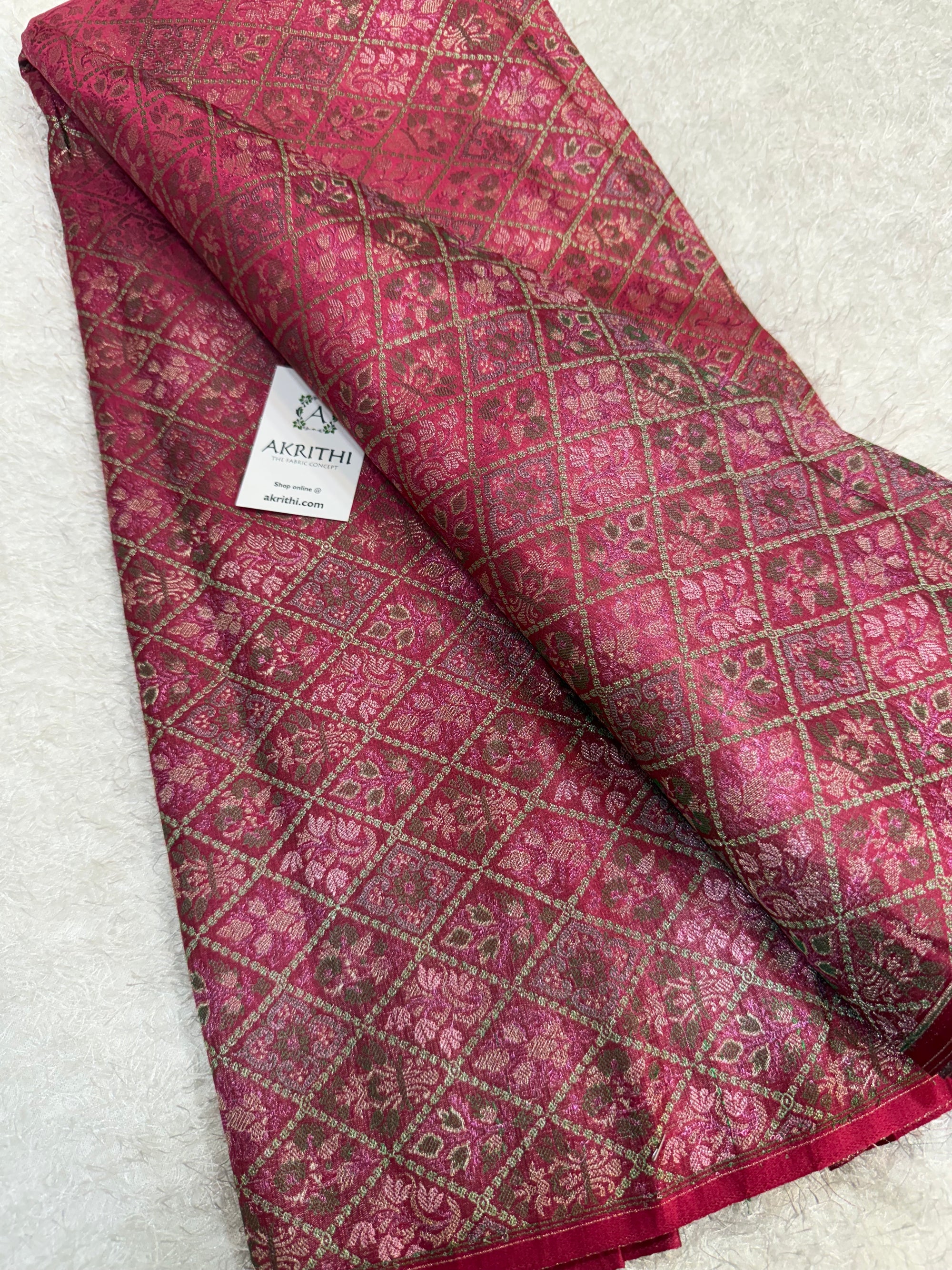 Pure Banarasi brocade fabric with multicolour zari