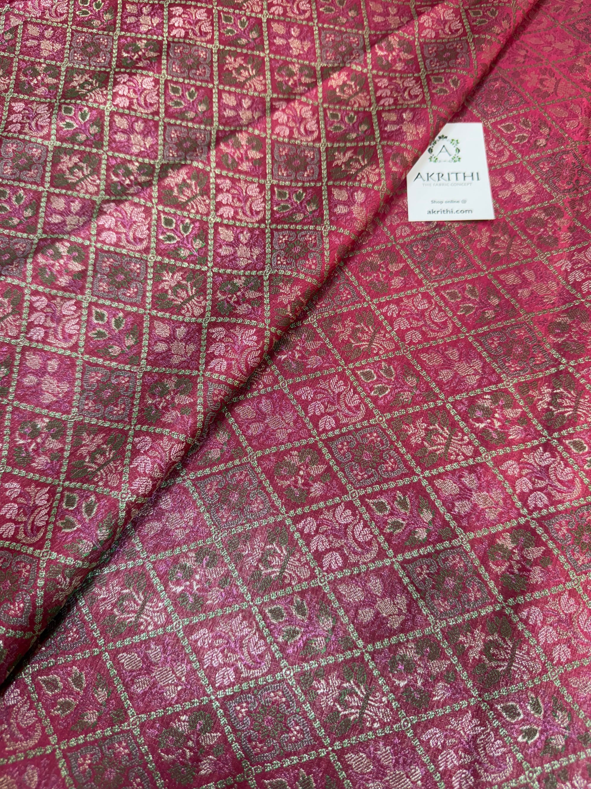 Pure Banarasi brocade fabric with multicolour zari