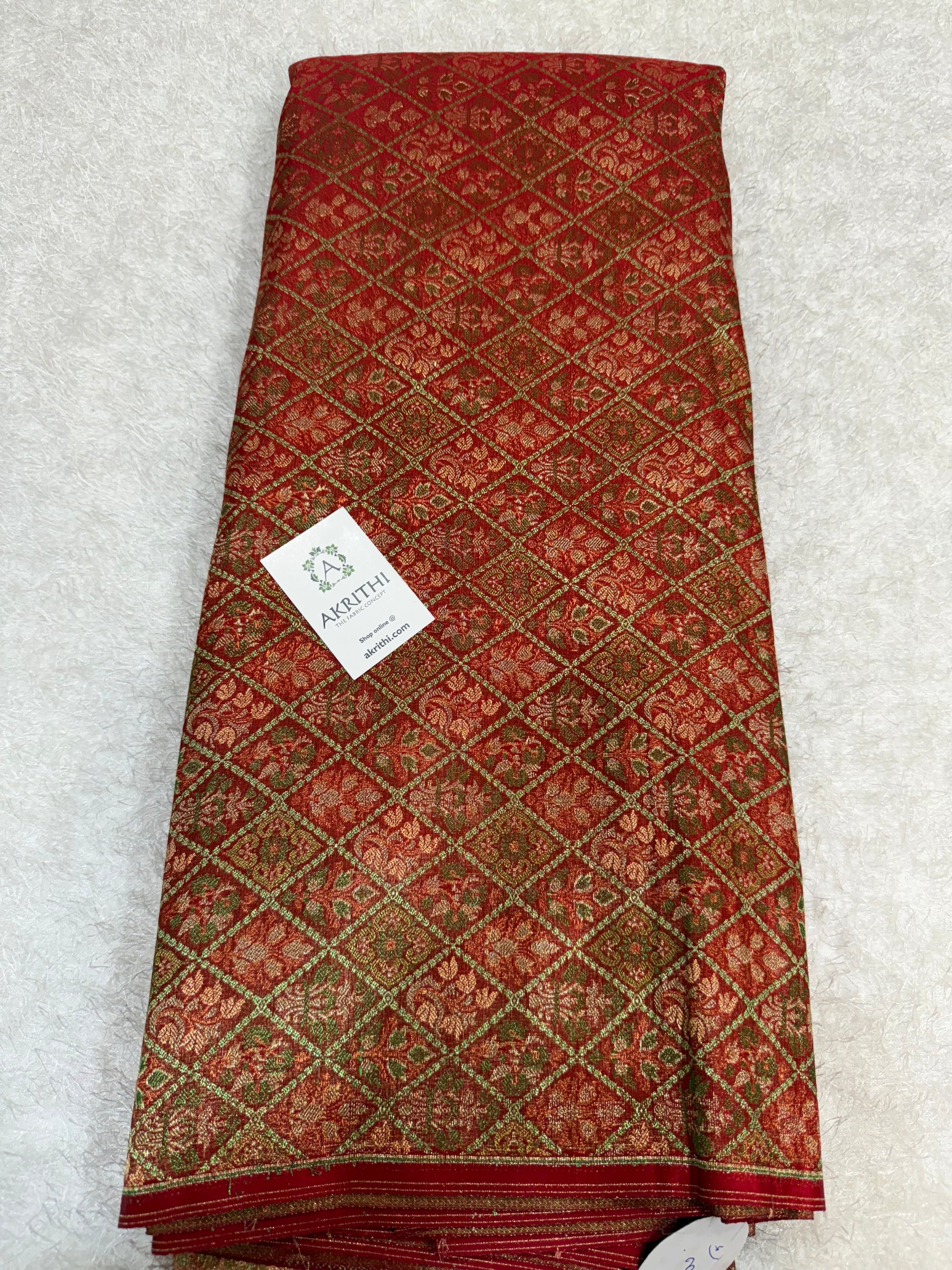 Pure Banarasi brocade fabric with multicolour zari
