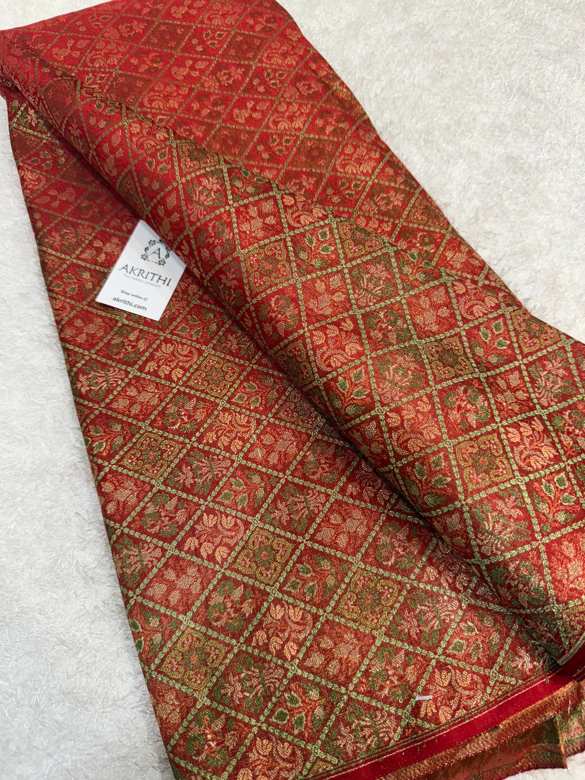 Pure Banarasi brocade fabric with multicolour zari