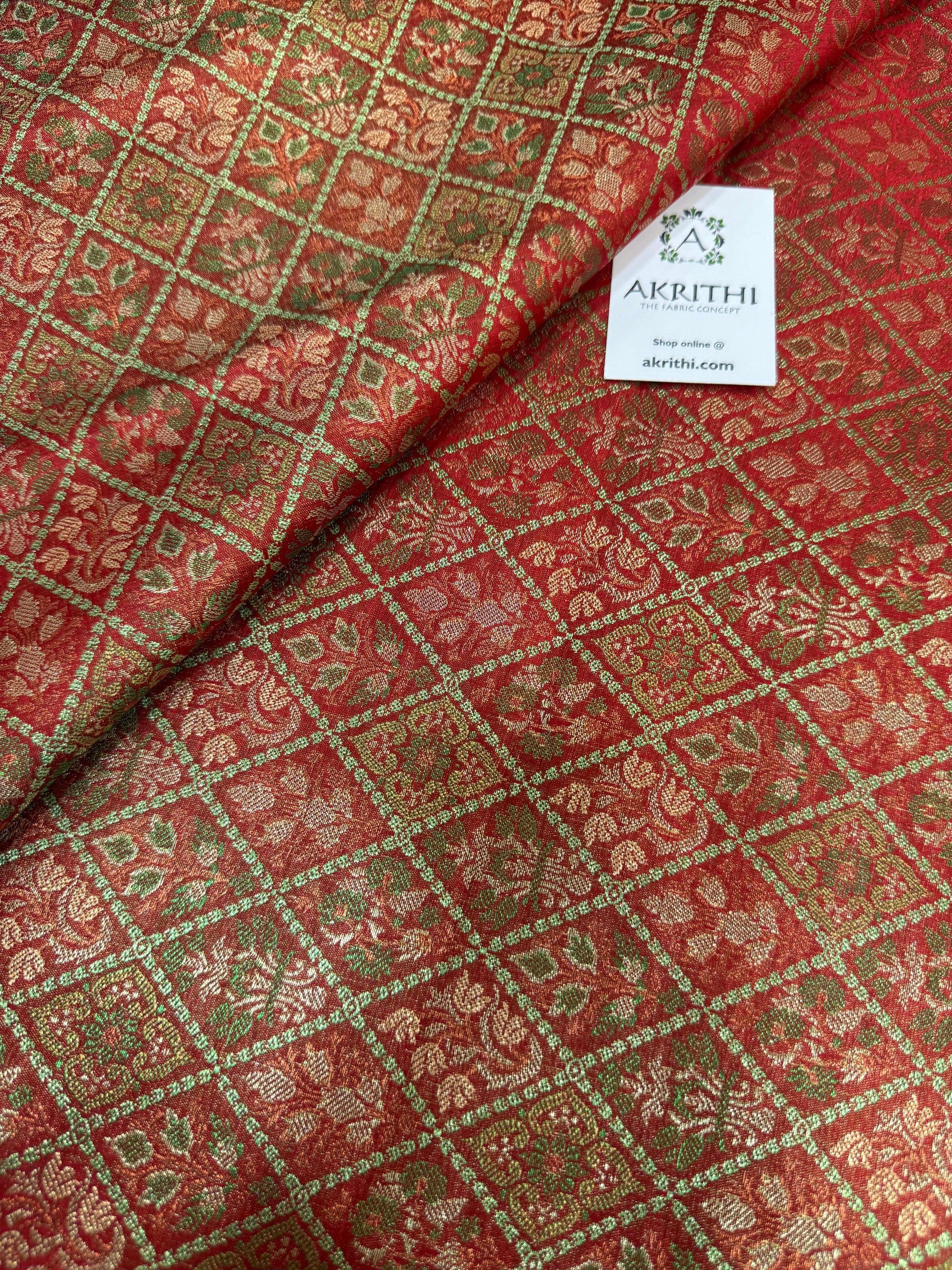 Pure Banarasi brocade fabric with multicolour zari