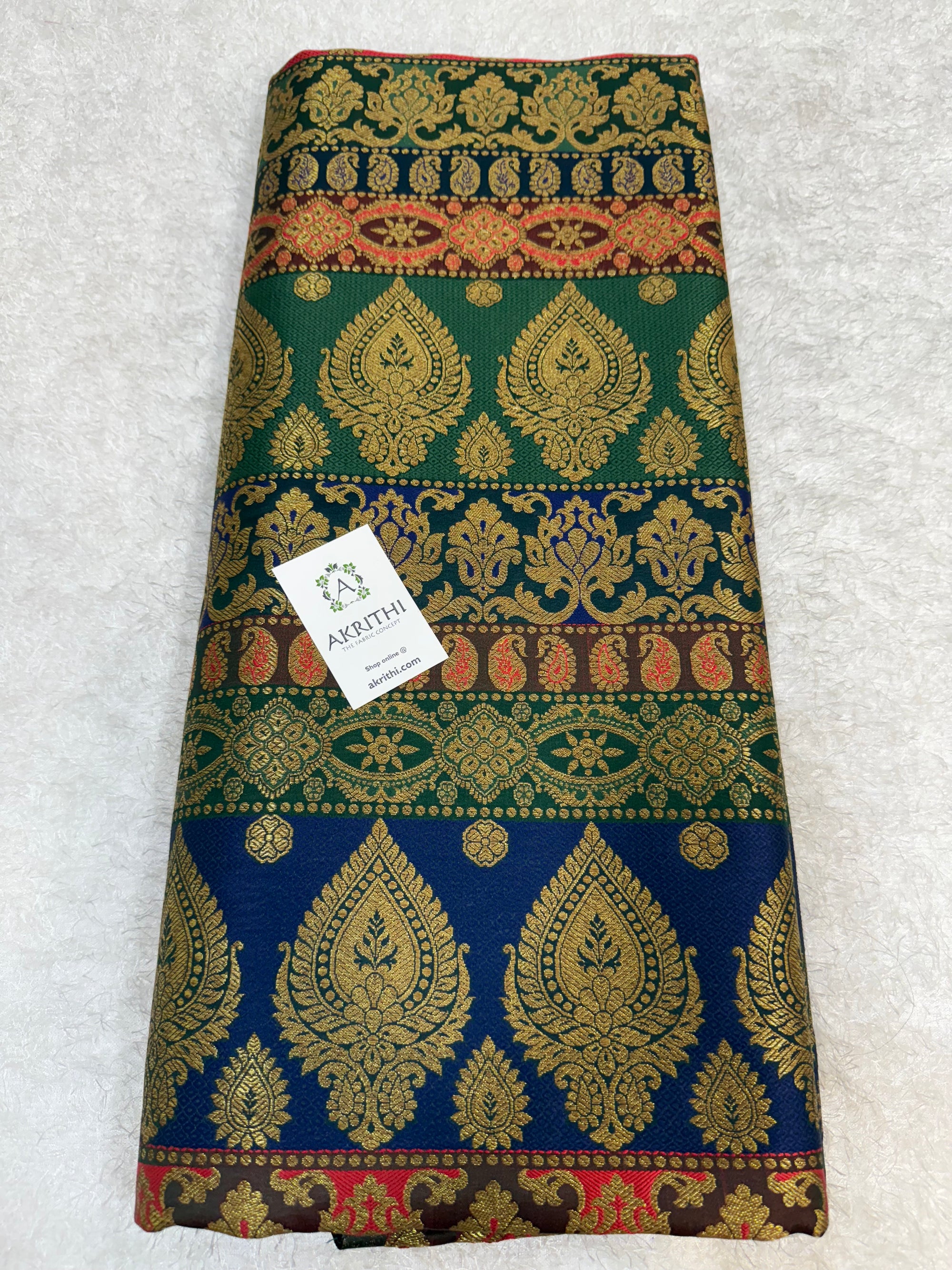 Multi coloured Pure Banarasi brocade fabric