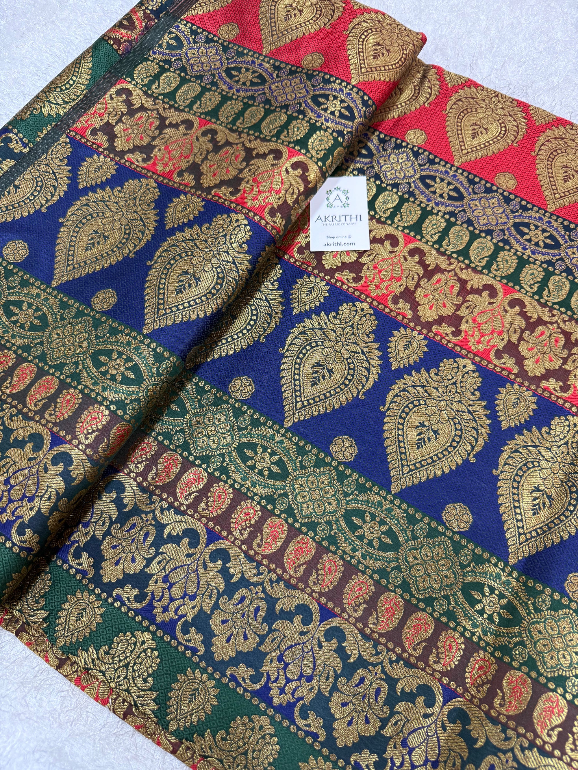 Multi coloured Pure Banarasi brocade fabric