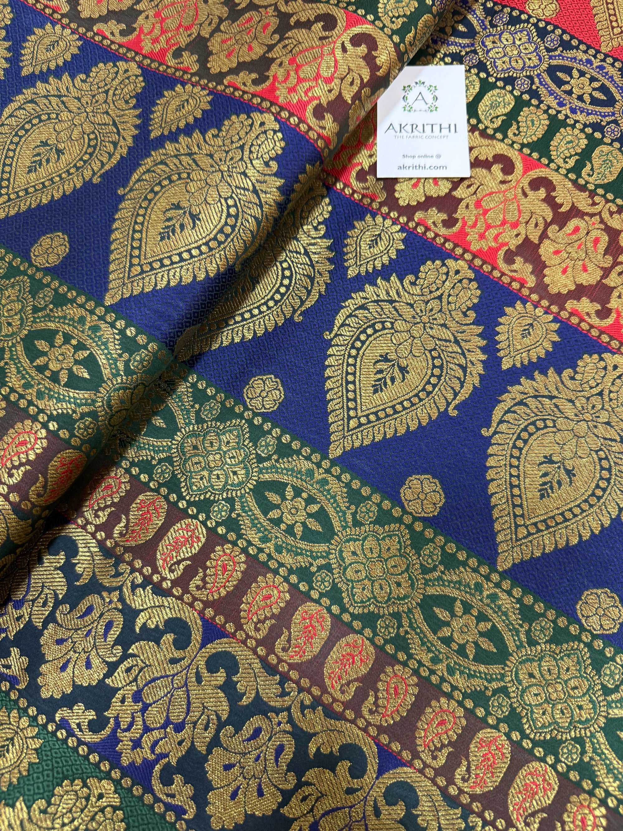 Multi coloured Pure Banarasi brocade fabric