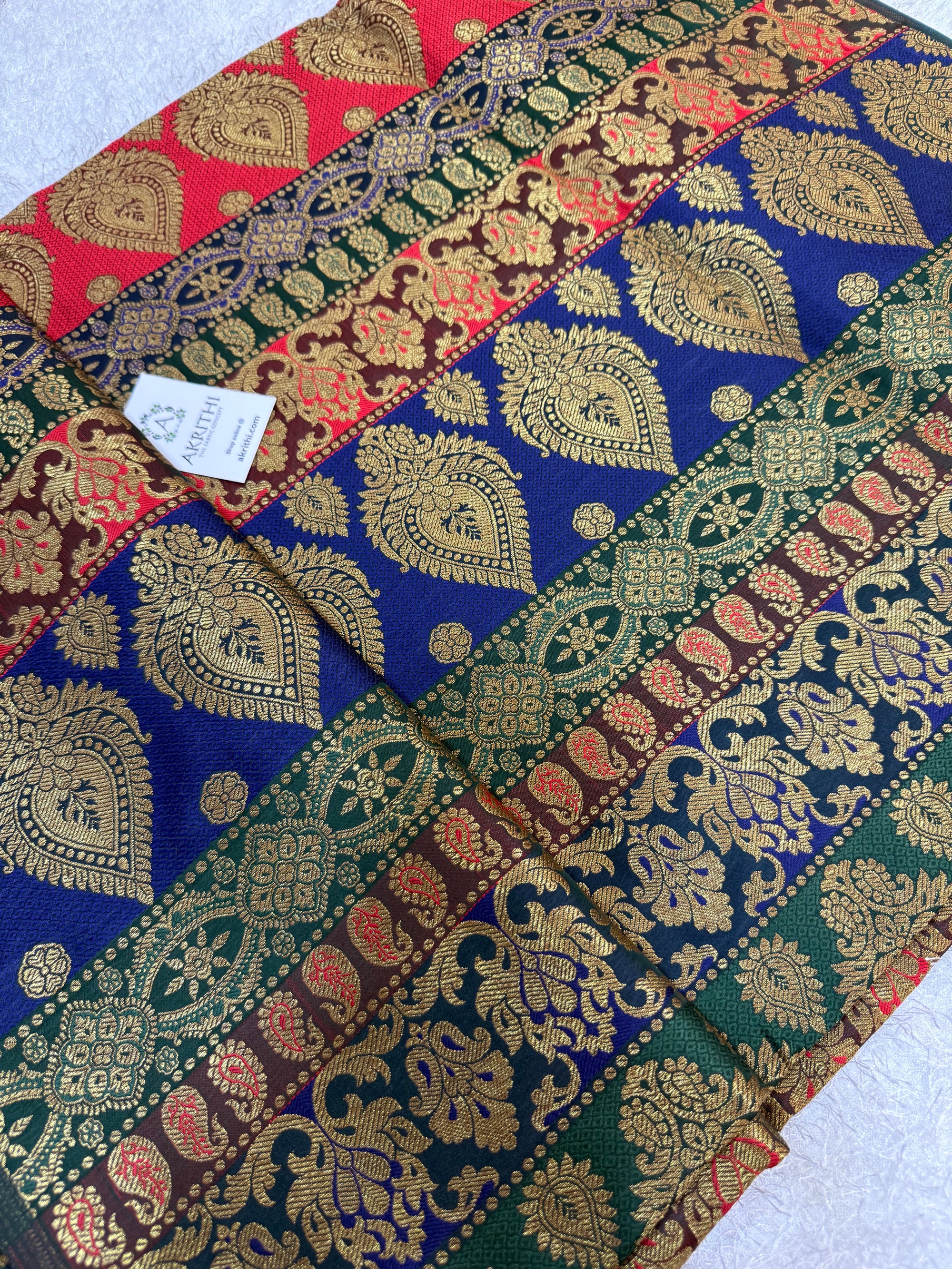 Multi coloured Pure Banarasi brocade fabric