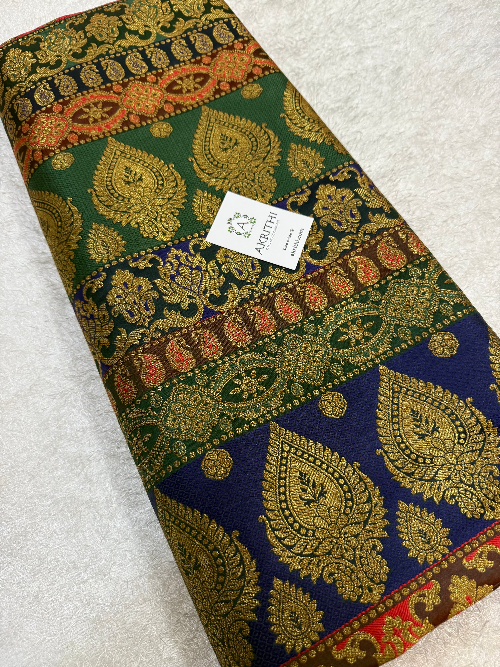 Multi coloured Pure Banarasi brocade fabric