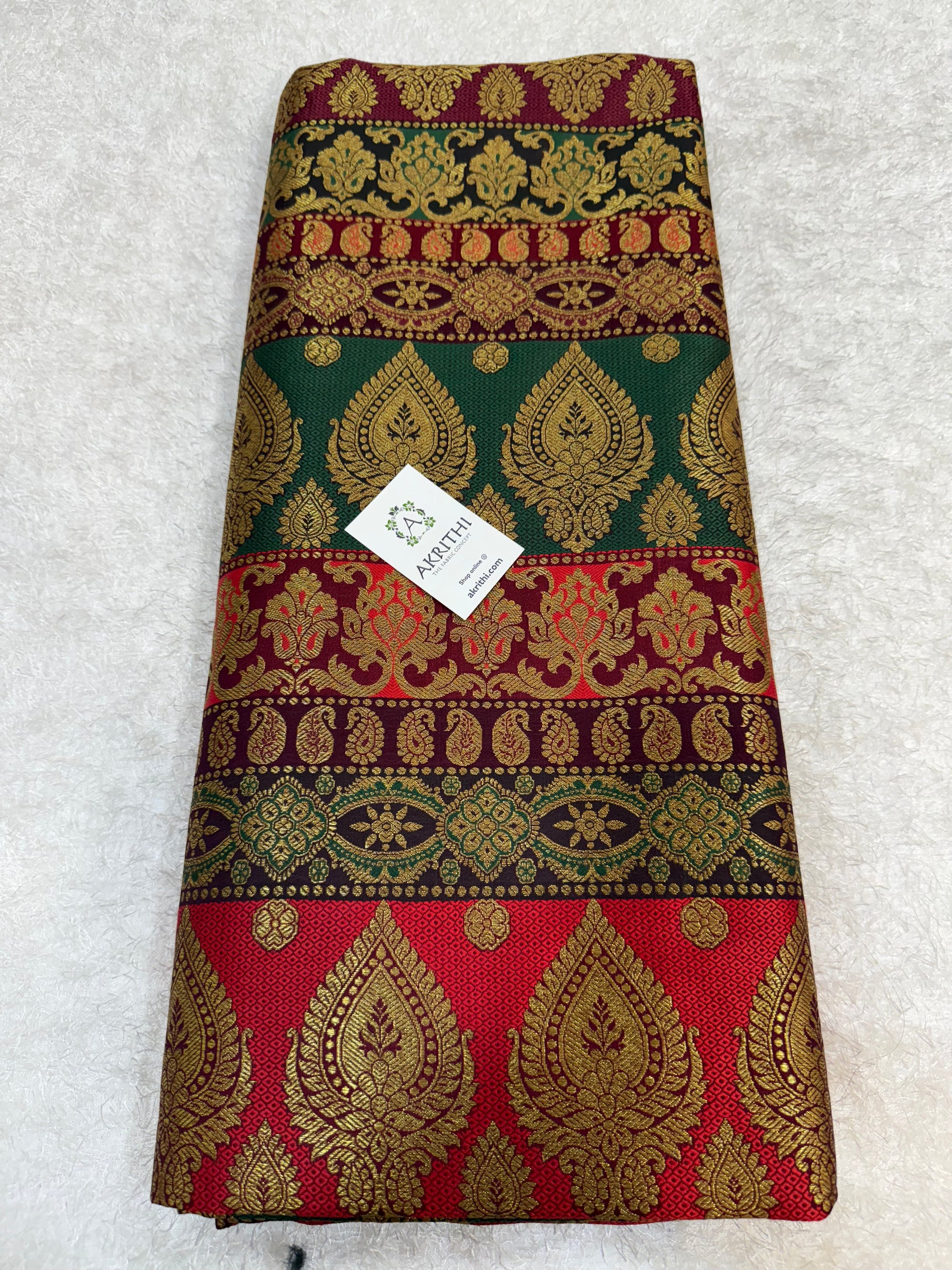 Multi coloured Pure Banarasi brocade fabric
