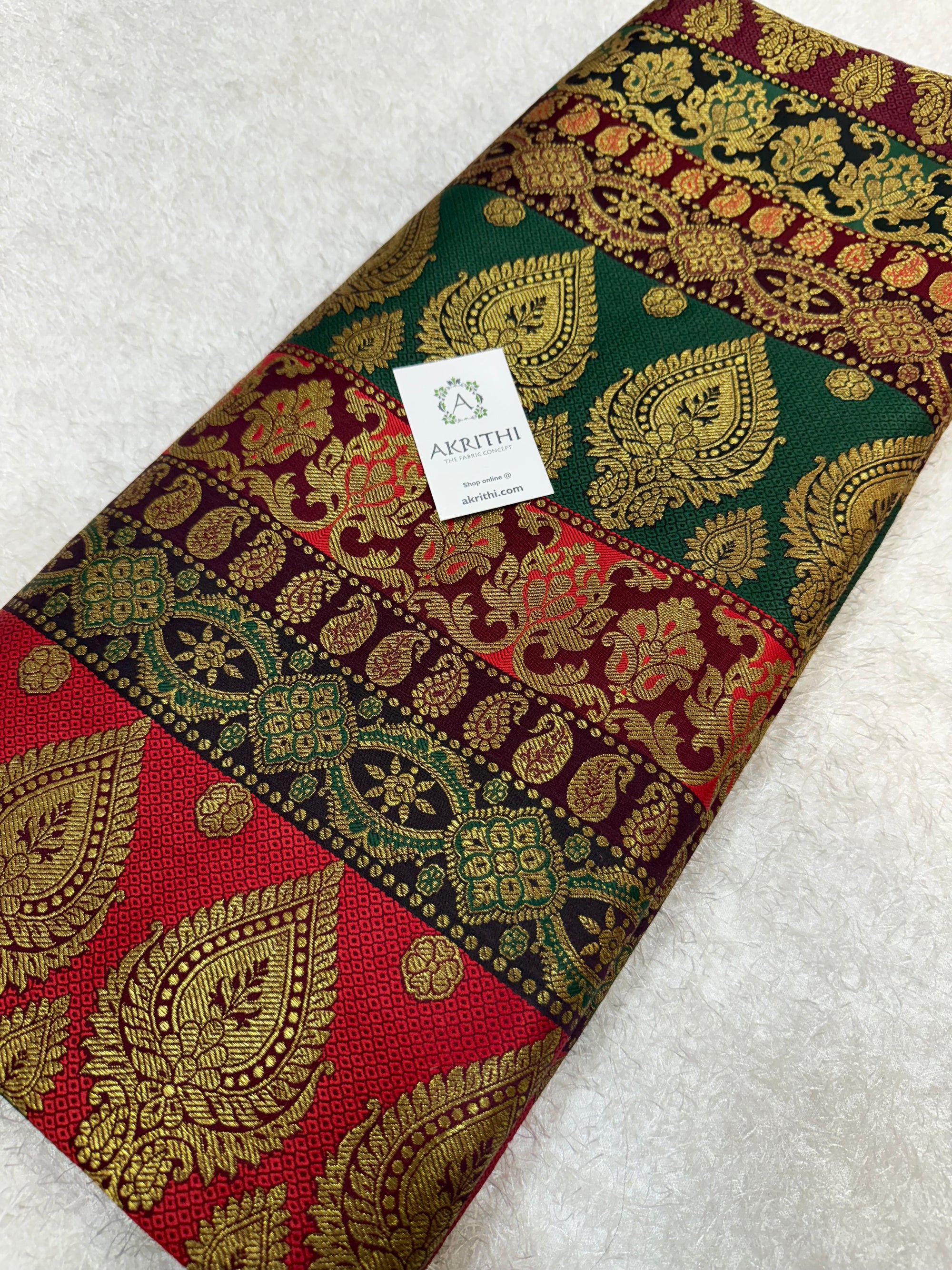 Multi coloured Pure Banarasi brocade fabric
