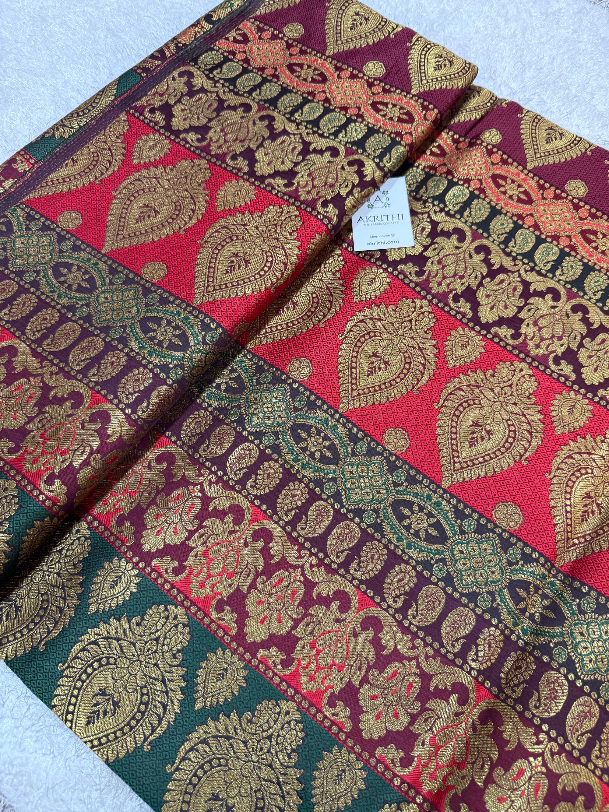 Multicoloured Pure Banarasi brocade fabric