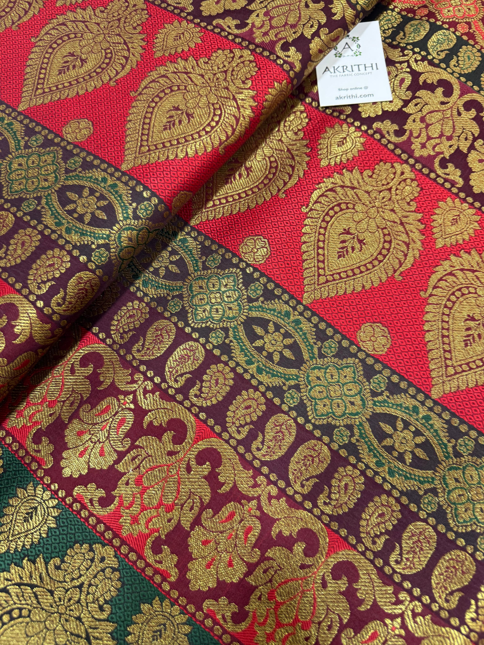 Multicoloured Pure Banarasi brocade fabric