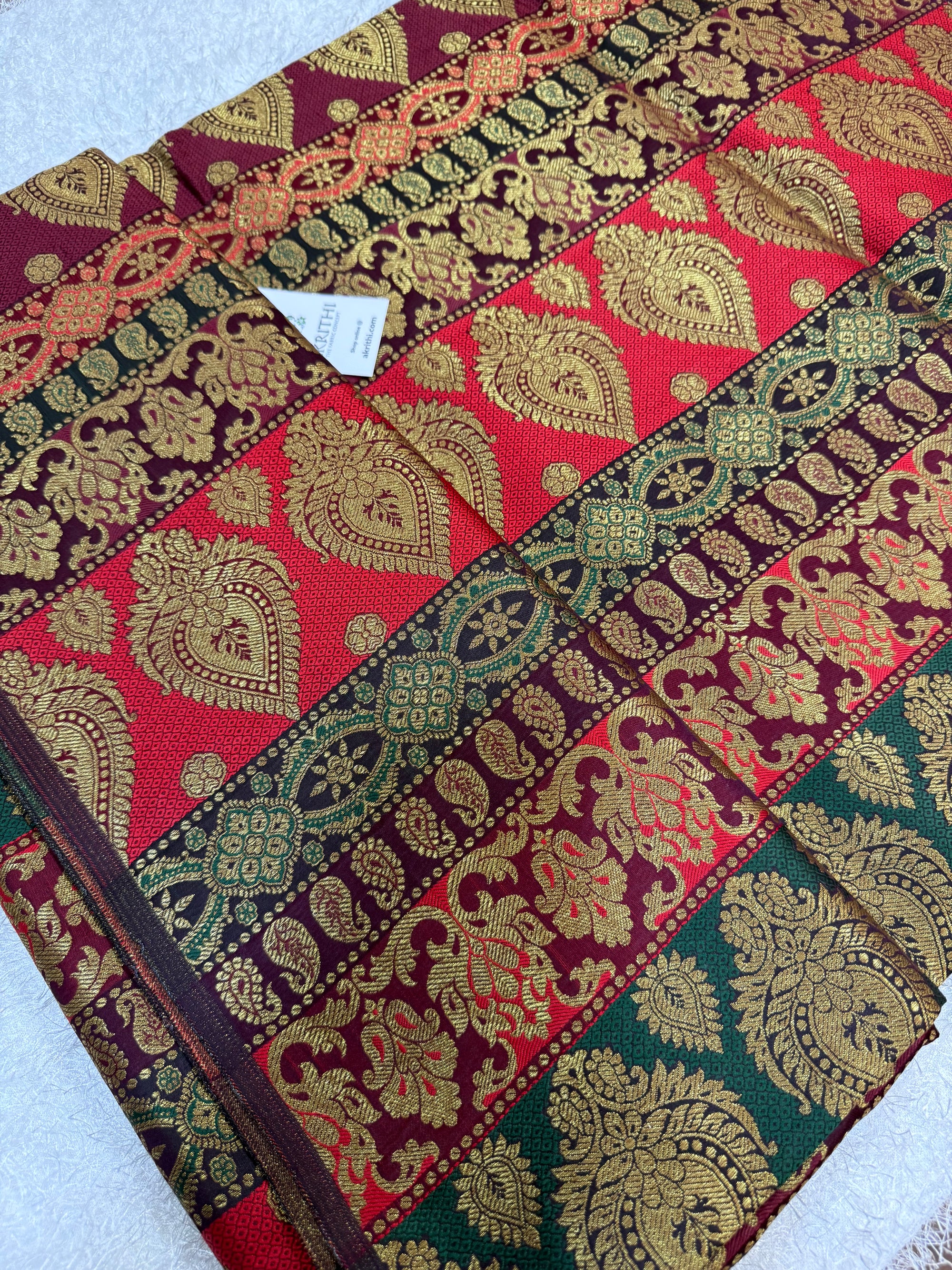 Multi coloured Pure Banarasi brocade fabric
